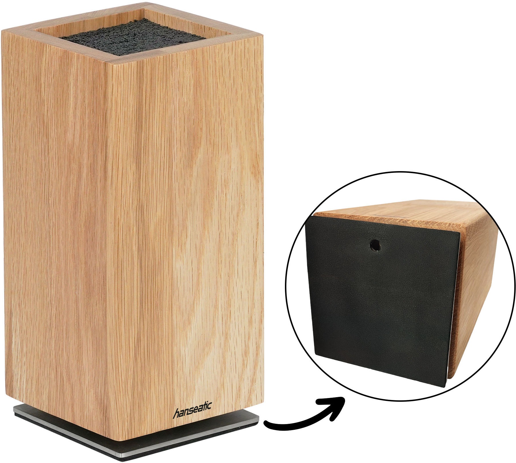 Hanseatic Magnet-Messerblock »hanseatic PREMIUM, aus Holz, Messerblock Set, 6-tlg.« 6 Stk. elegantes Design, herausnehmbarer Borsteneinsatz, 360-Grad-drehbar