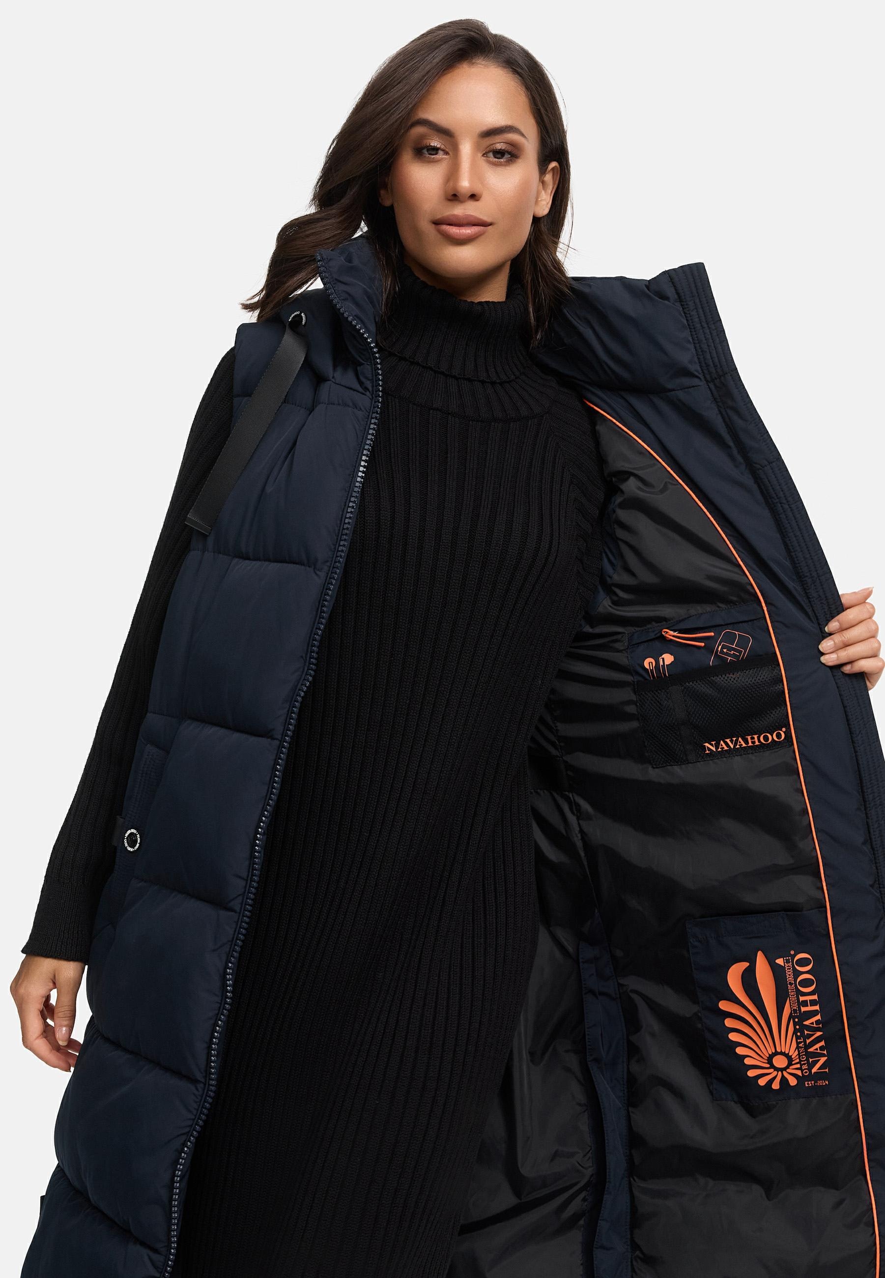 Navahoo Steppweste »Schnuffelchen«, (1 tlg.), warme Damen Outdoor-Weste lang mit Kapuze