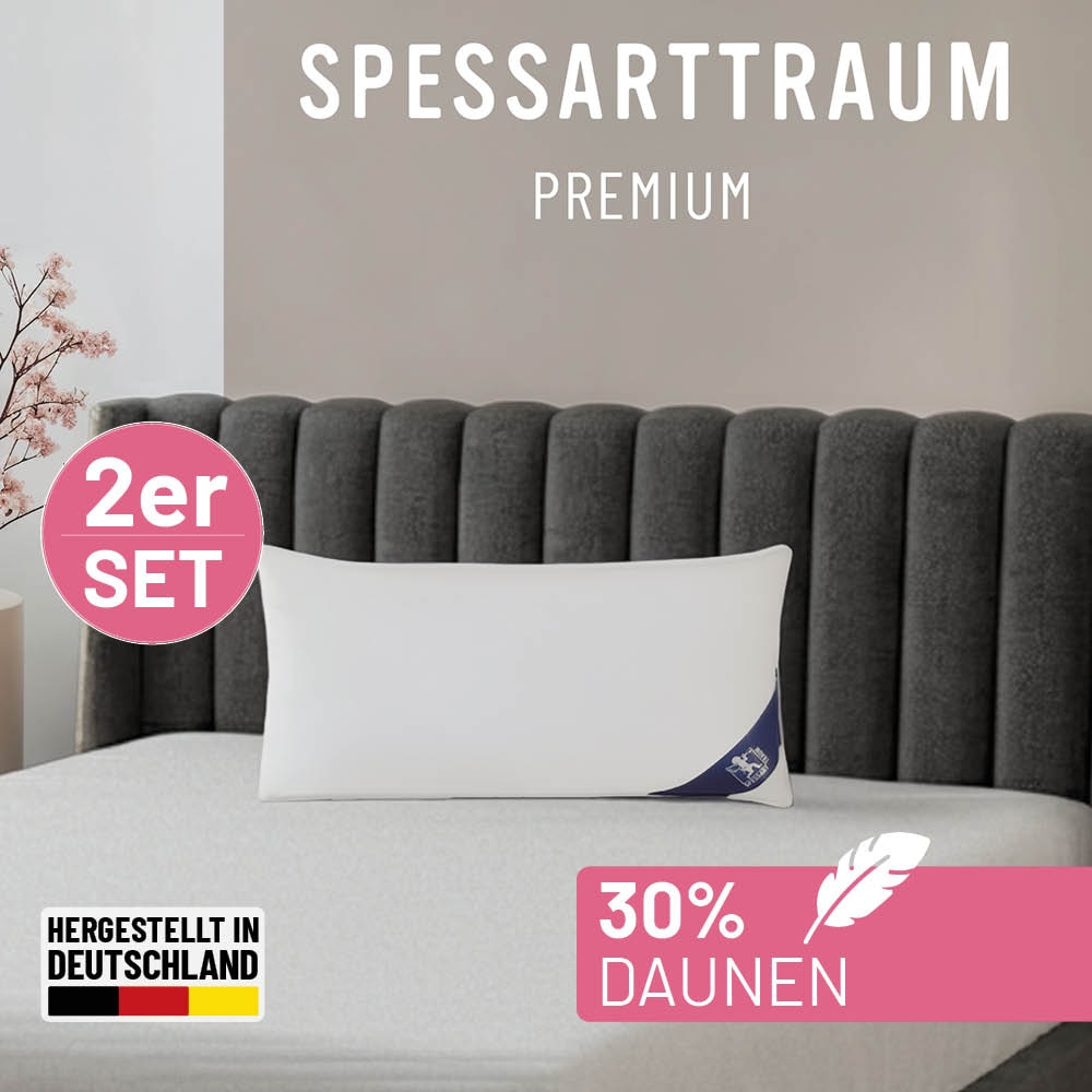 SPESSARTTRAUM Gänsefederkopfkissen "Premium, Kopfkissen 1-tlg. oder 2-tlg. 40x80 oder 80x80 cm" Füllung: 70Gaensefedern30Gaensedaunen 2 Stk. tlg. hergestellt in Deutschland, allergikerfreundlich, im Set günstiger