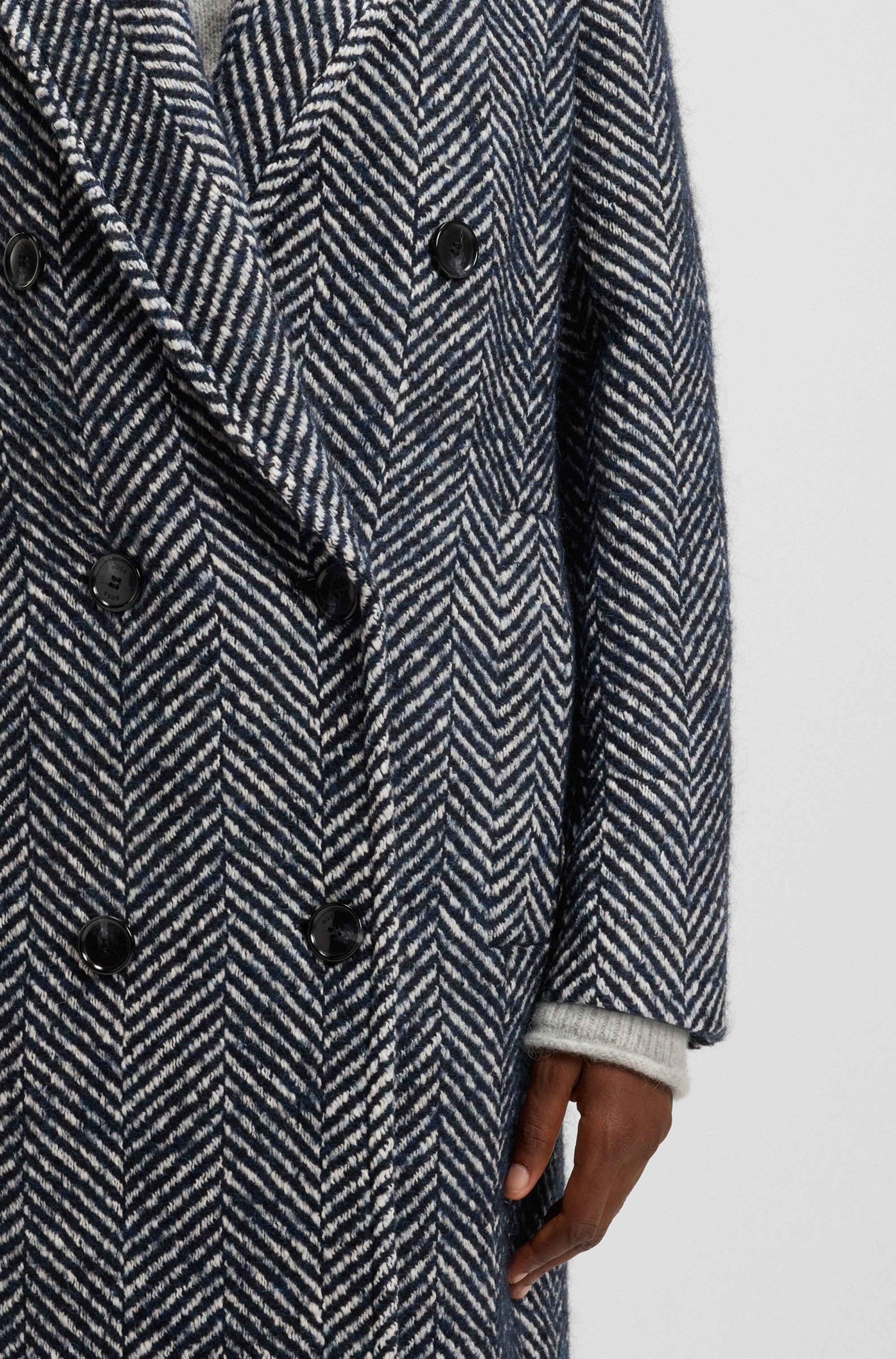 BOSS ORANGE Langmantel »Covalli Premium Damenmode«, mit zweireihiger Knopfleiste, Regular Fit