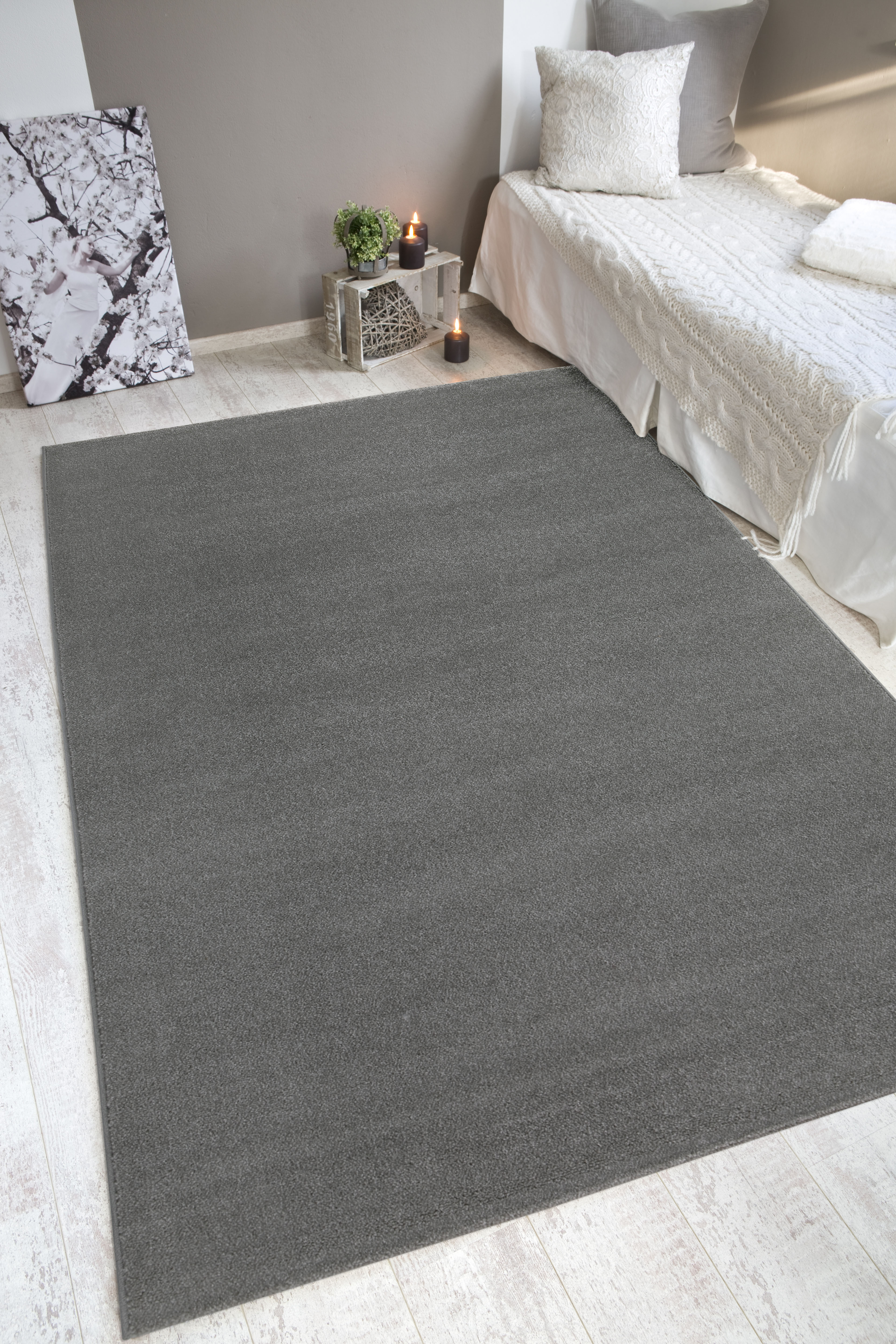 OTTO home Teppich "Feodora" rechteckig 11 mm Höhe Kurzflor, Uni-Farben, ideal im Wohnzimmer & Schlafzimmer