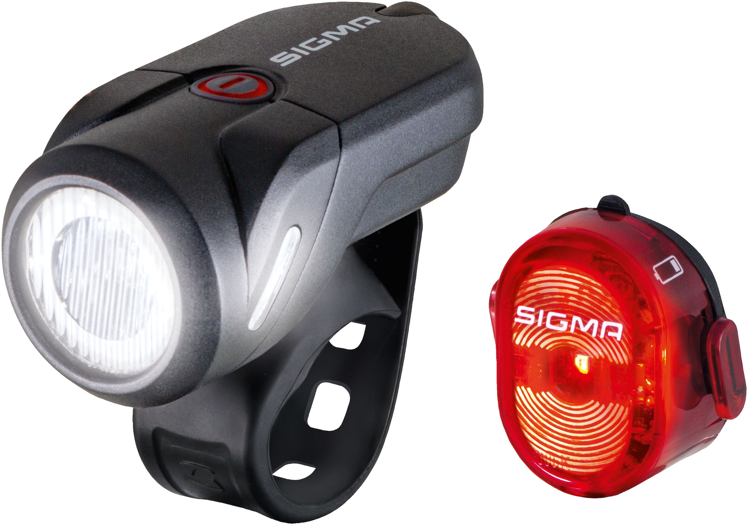 SIGMA SPORT Fahrradbeleuchtung "Beleuchtungsset Aura 35 USB / Nugget II", (Set, 5 tlg., Frontlicht-Rücklicht-Halterungen