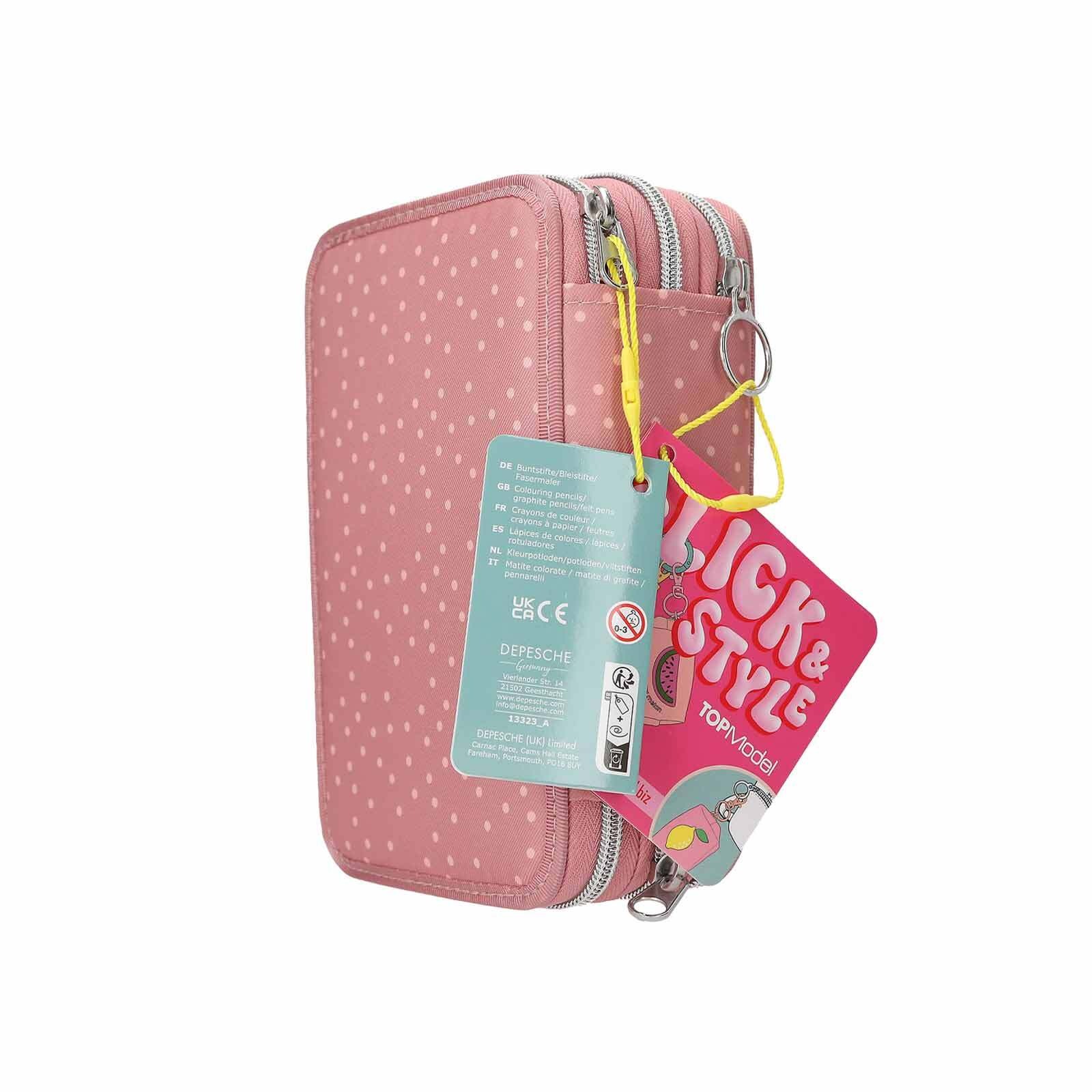 Depesche Buntstift »3-Fach Federtasche mit Affen-Applikation JUICY inkl. Stifte TOPModel 7,5 x 13 x 20 cm altrosa«