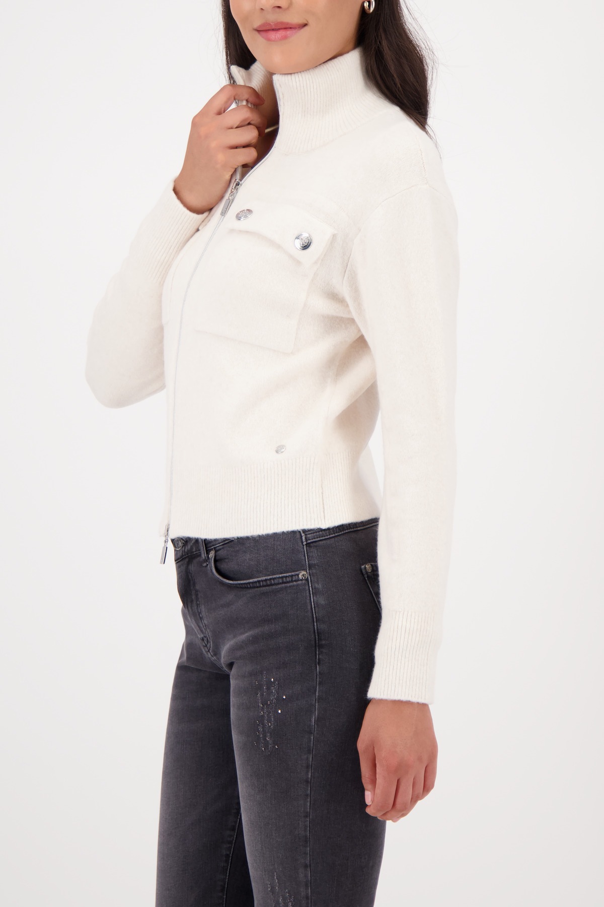 Monari Strickjacke Körpernahe Passform mit Stehkragen günstig online kaufen