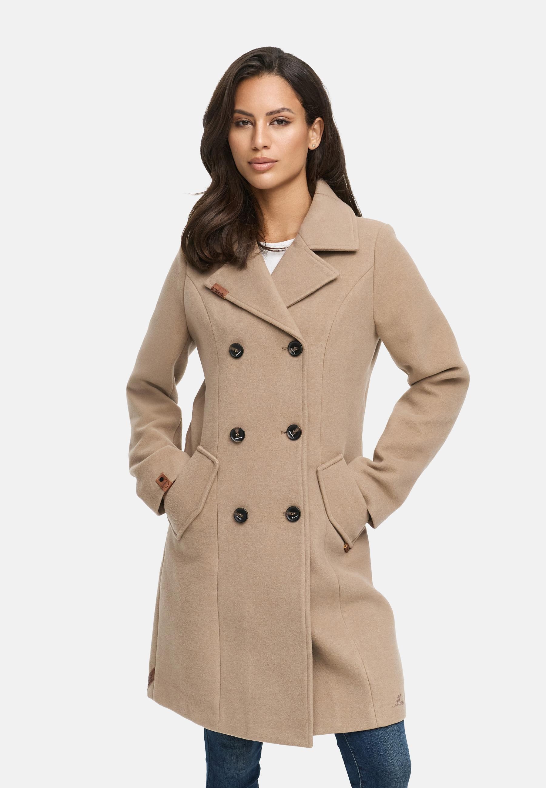 Marikoo Wollmantel »Nanakoo«, edler Damen Trenchcoat in Woll-Optik