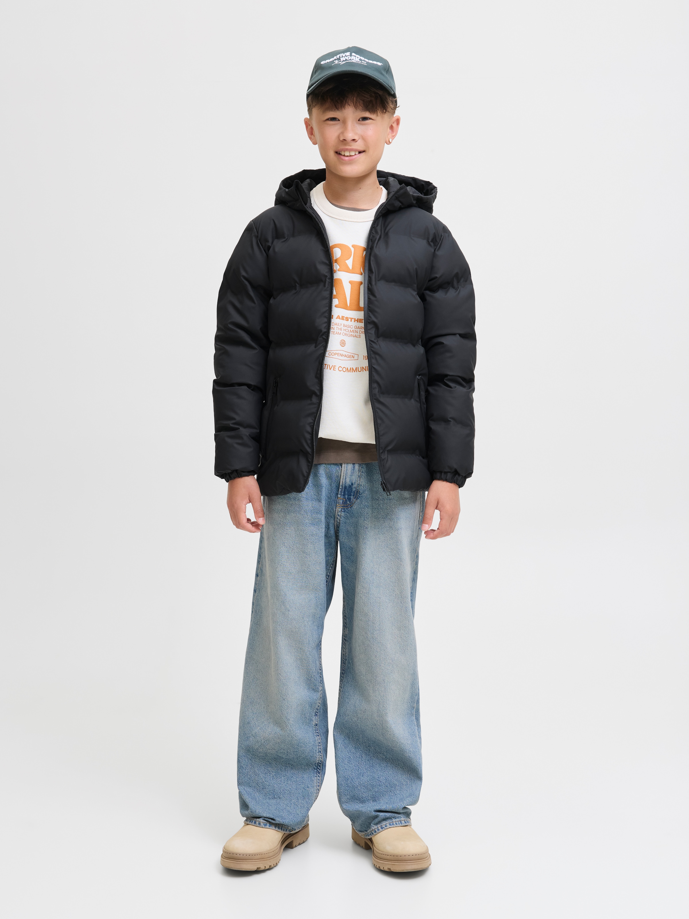 Jack & Jones Junior Steppjacke »JJELEMENTS PU PUFFER JNR«, mit Kapuze