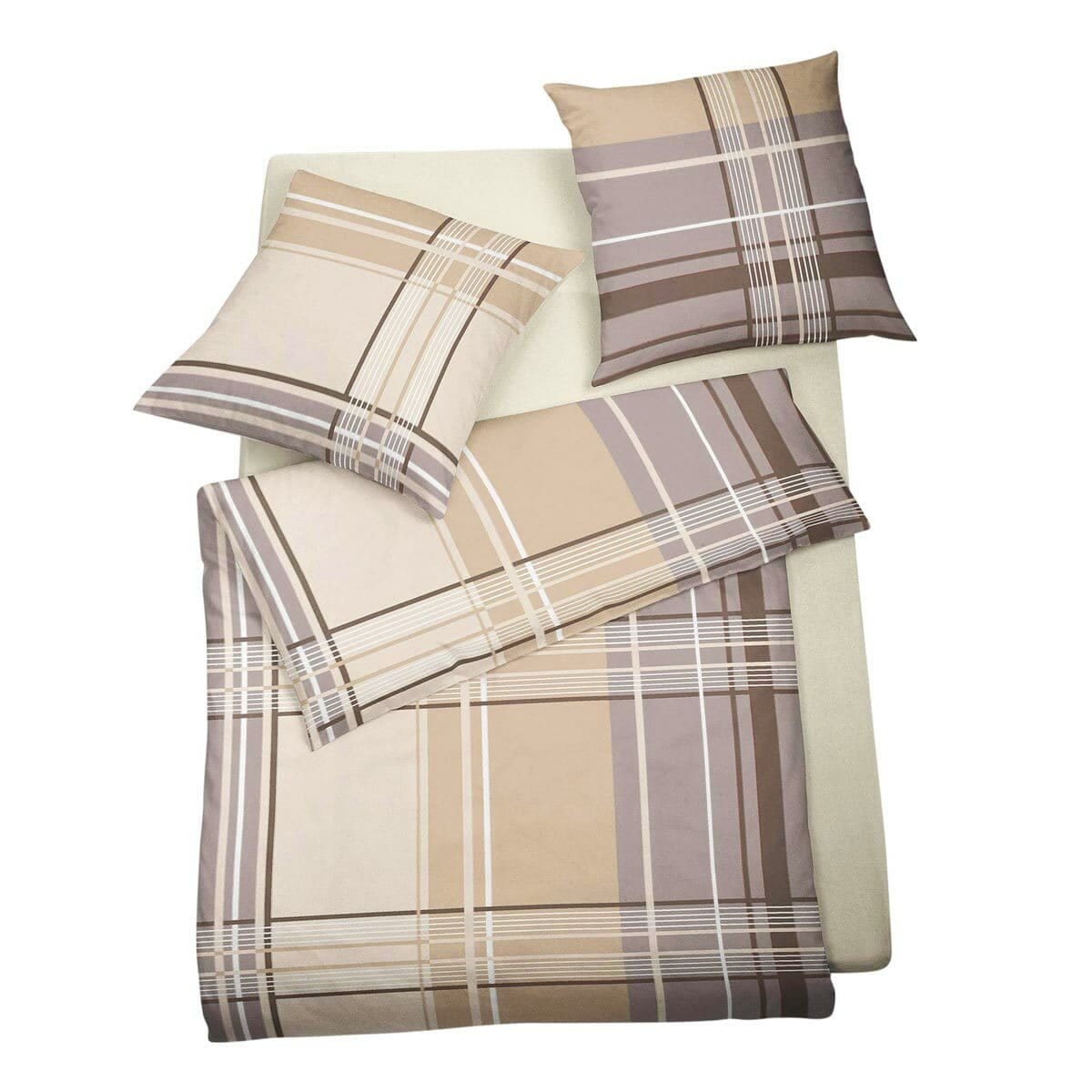 BETTWARENSHOP Bettwäsche »Streifen Kreuz«, (2 tlg.), herrlich weich und warm