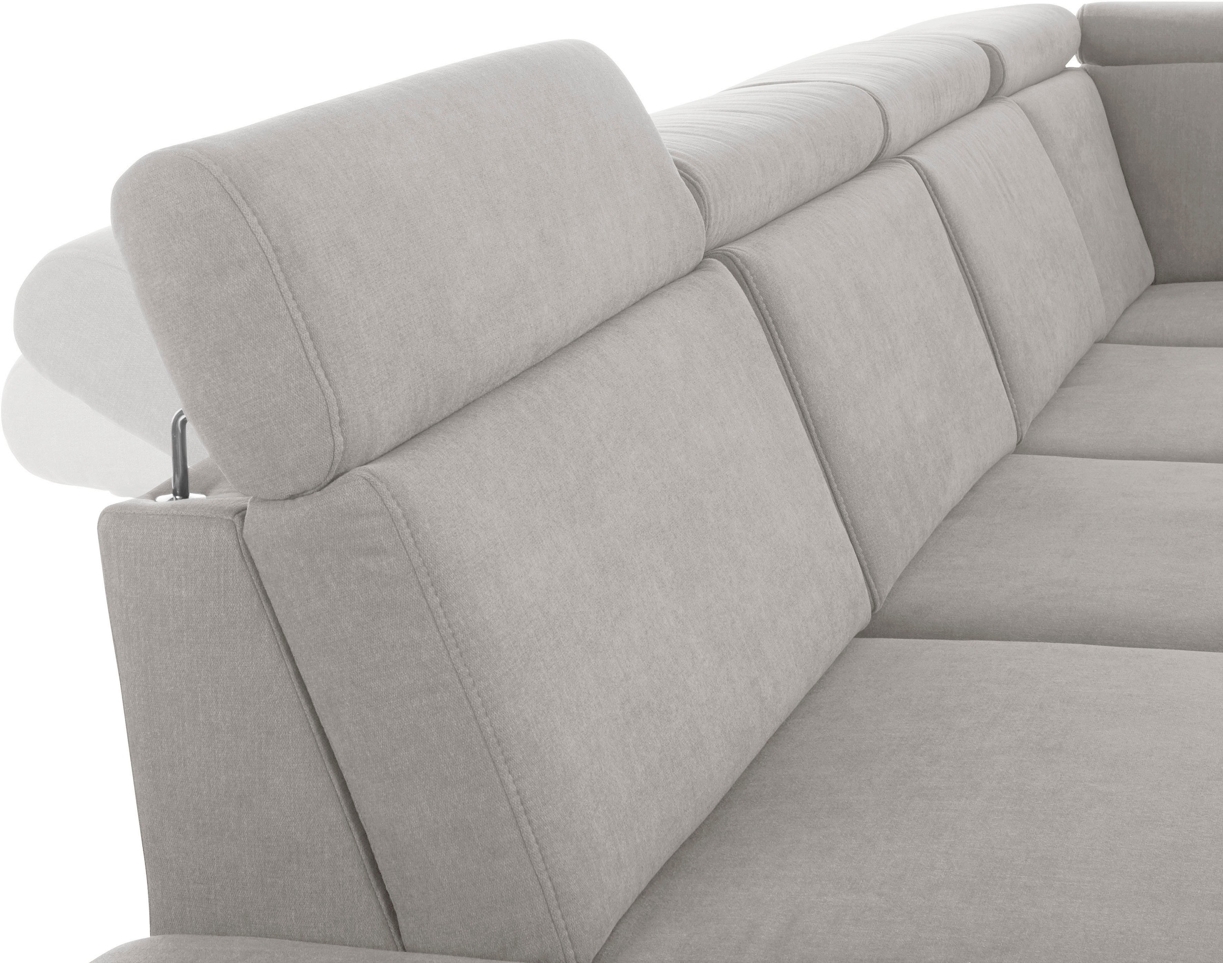 sit&more Wohnlandschaft »Brisbane U-Form«, Fußhöhe 12 cm, inklusive Sitztiefen-, Armteil- und Kopfteilverstellung