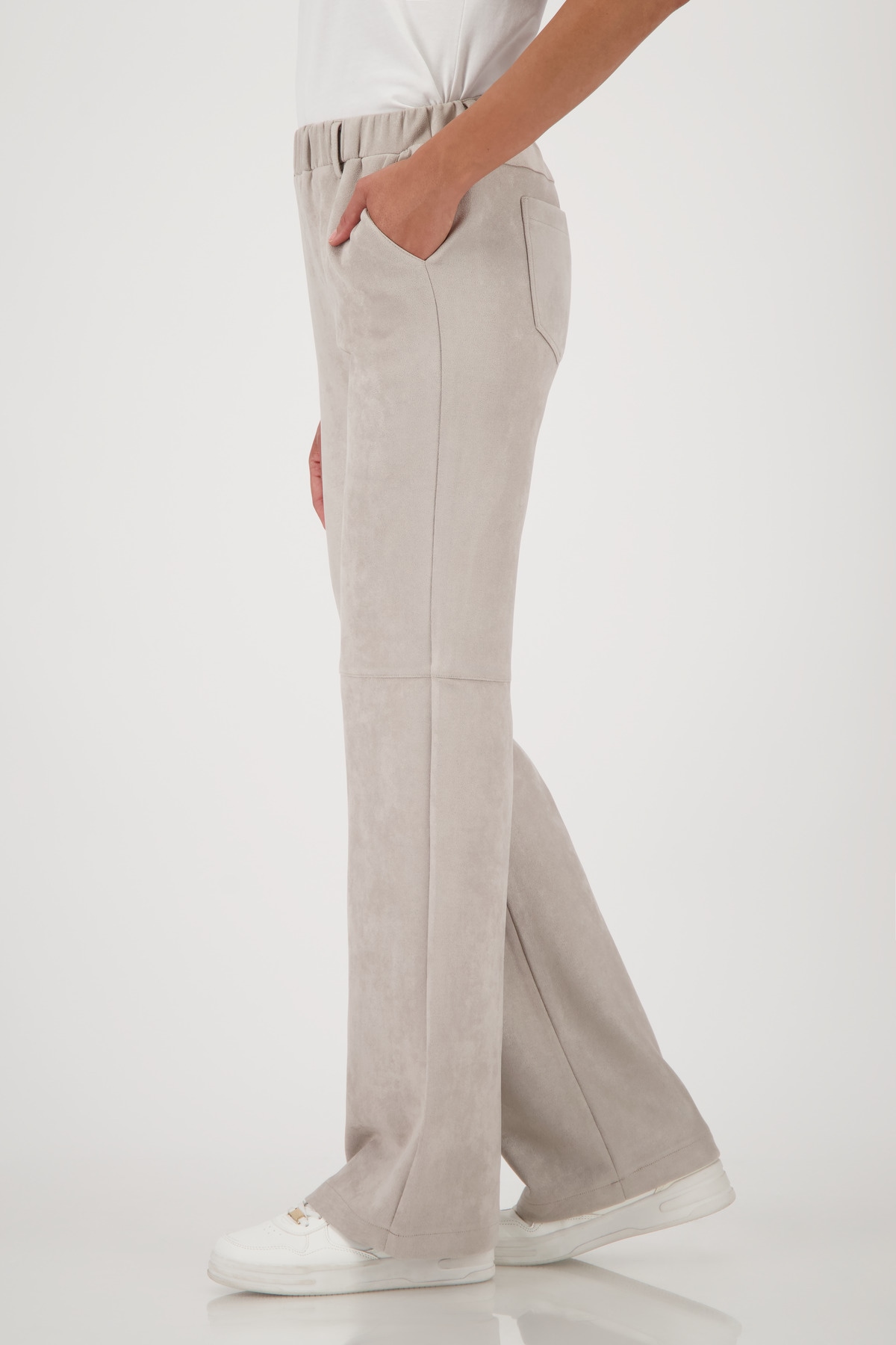 Monari Lederimitathose »Hose Lederimitat Velours«, Gerade Beinform
