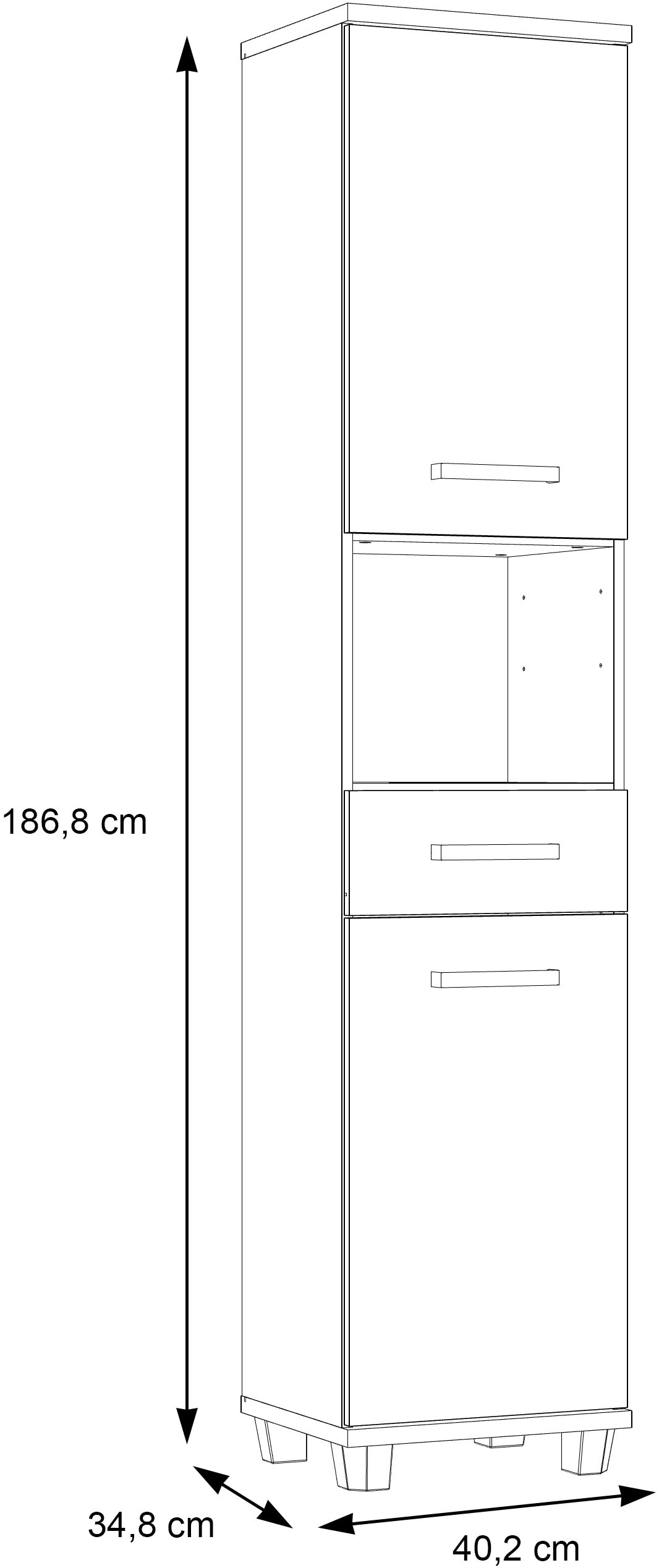 FORTE Hochschrank »Veris«, Hochschrank, Türanschlag wählbar, Metallgriffe, Stauraum