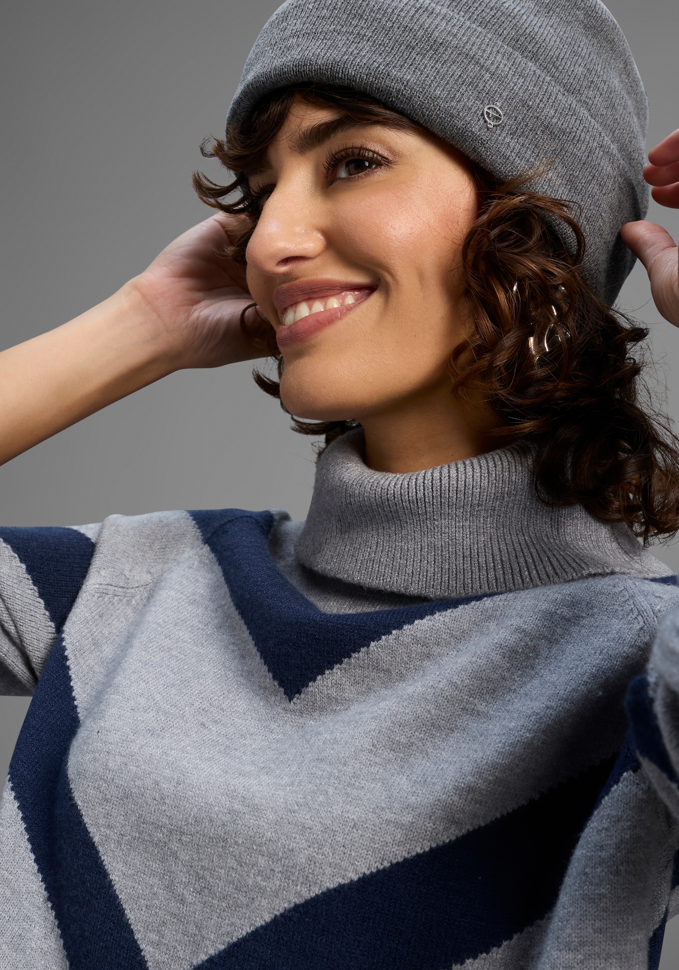 Thumbnail - Laura Scott Rollkragenpullover, kuscheliger Winterstrick mit lässigem Streifenmuster - NEUE KOLLEKTION