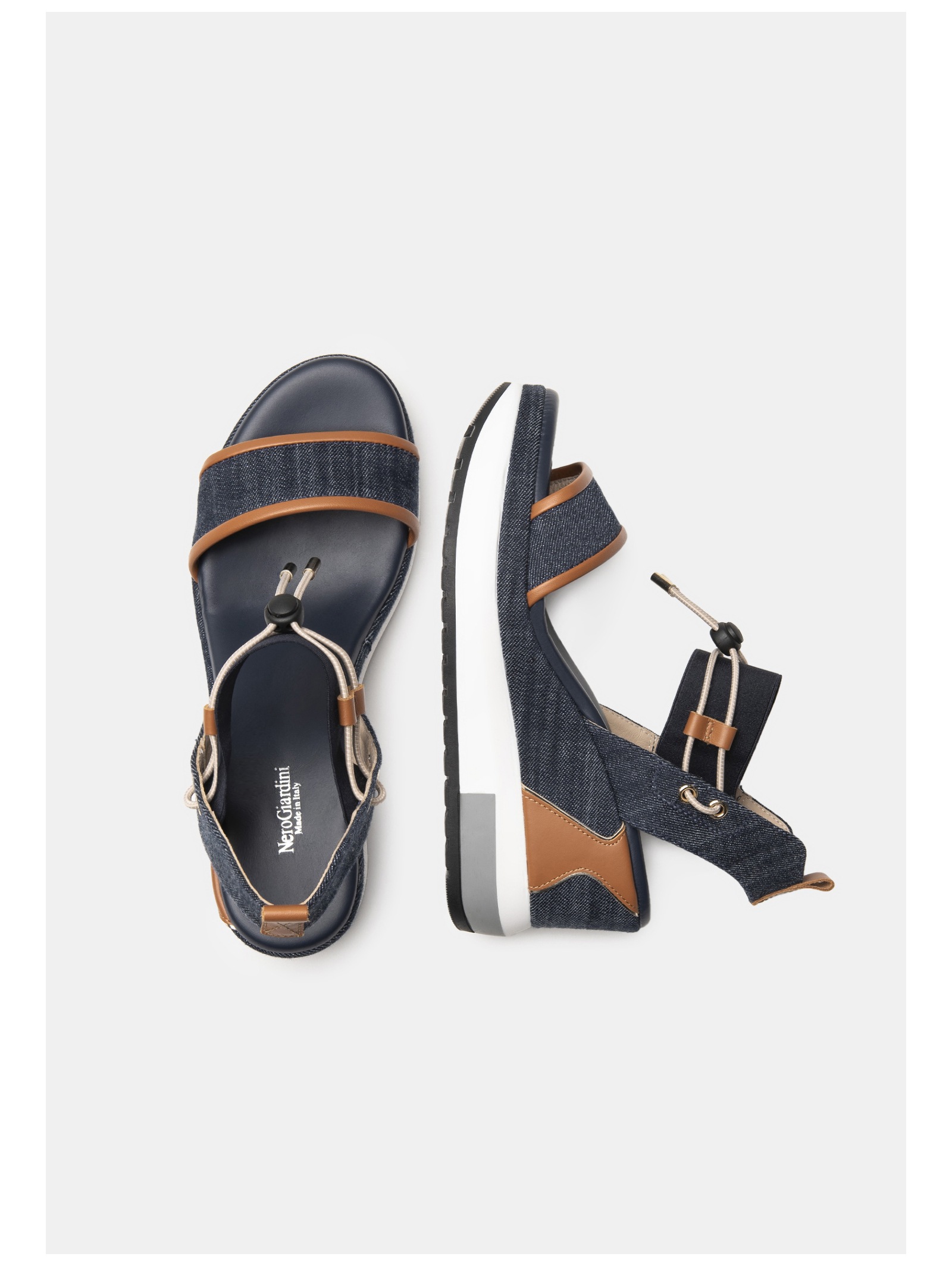 Nero Giardini Keilsandalette »Nero Giardini Sandalen Lederimitat/Textil«