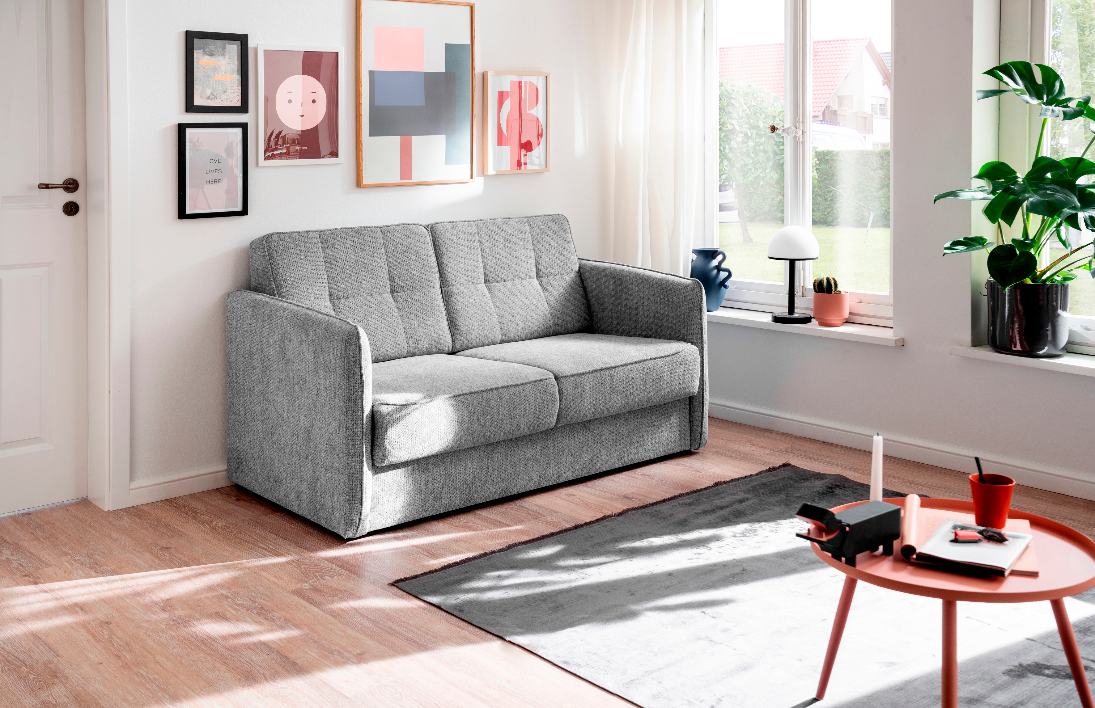 Home affaire Schlafsofa "Milano Einzelauszug, Schlaffunktion, schmale Armlehnen, Breite 147cm" zwei einzeln ausziehbare Liegefunktionen