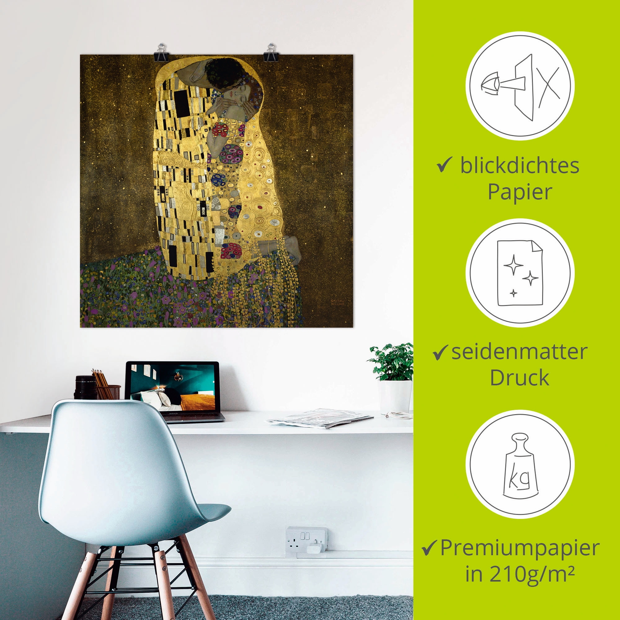 Artland Wandbild »Der Kuß«, Paar, (1 St.), als Leinwandbild, Poster in verschied. Größen