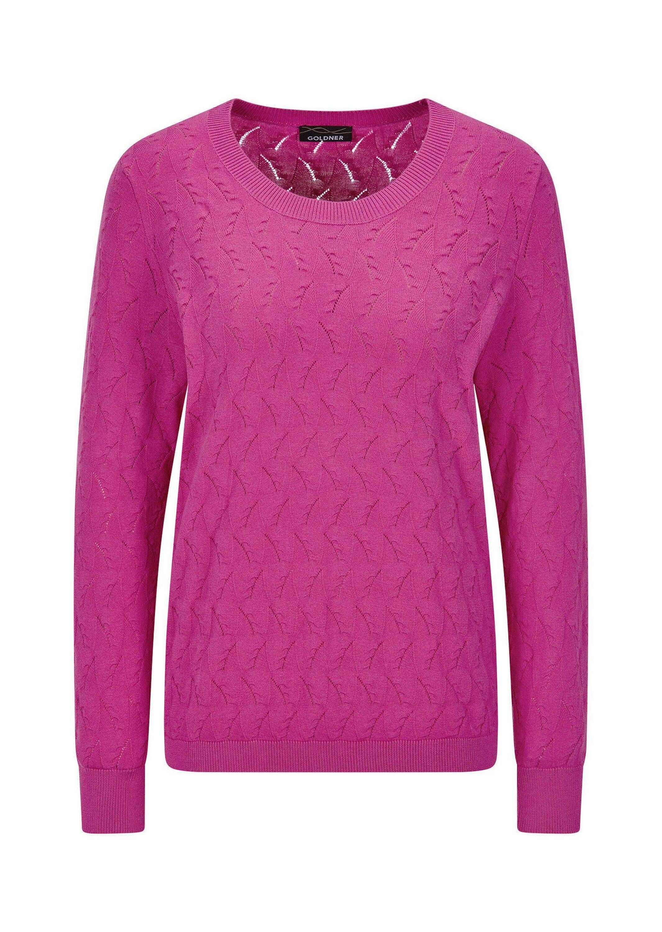 GOLDNER Rundhalspullover "Baumwollpullover mit Zick-Zack-Muster" moderner W günstig online kaufen