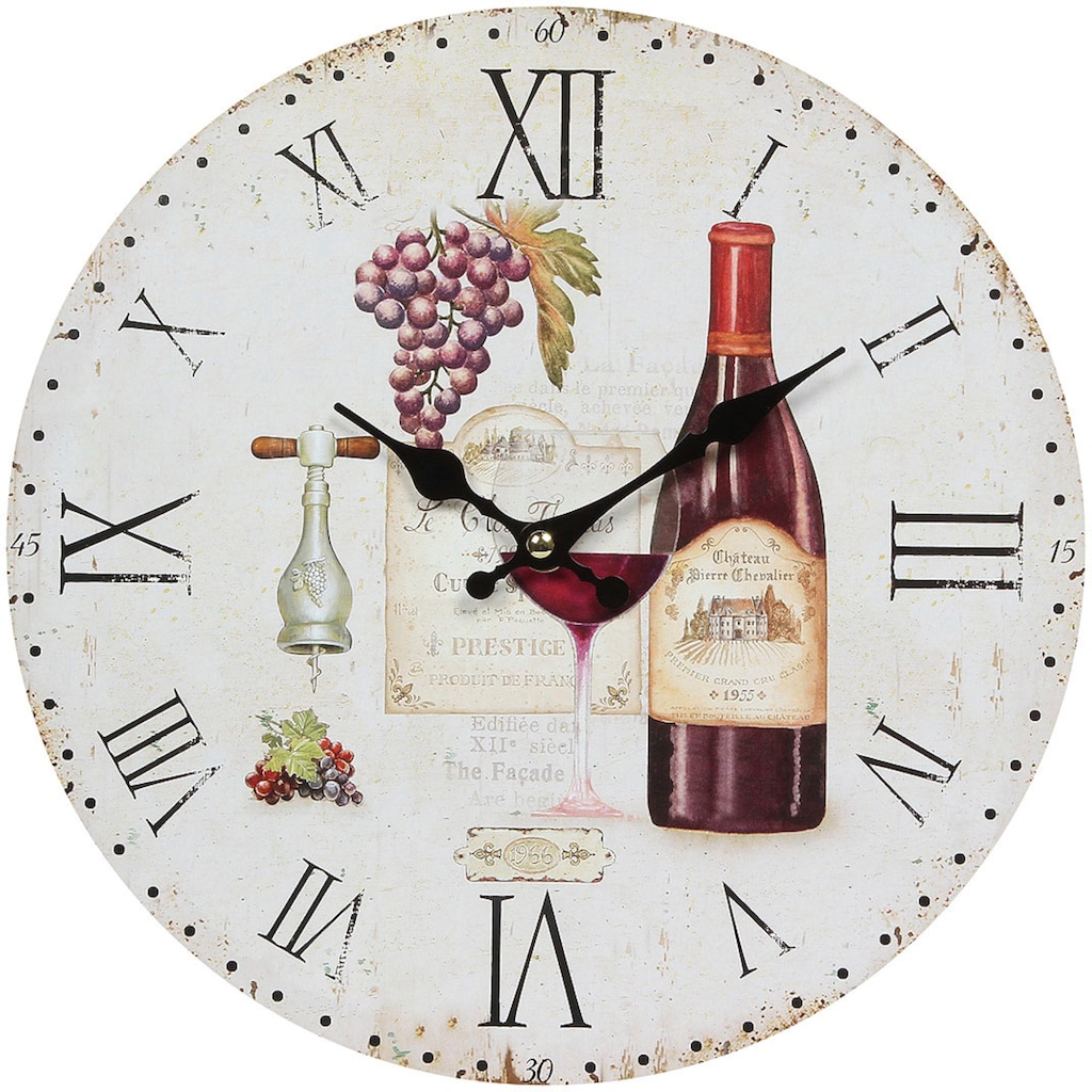 Ambiente Haus Wanduhr »Wanduhr -Wein 28cm«