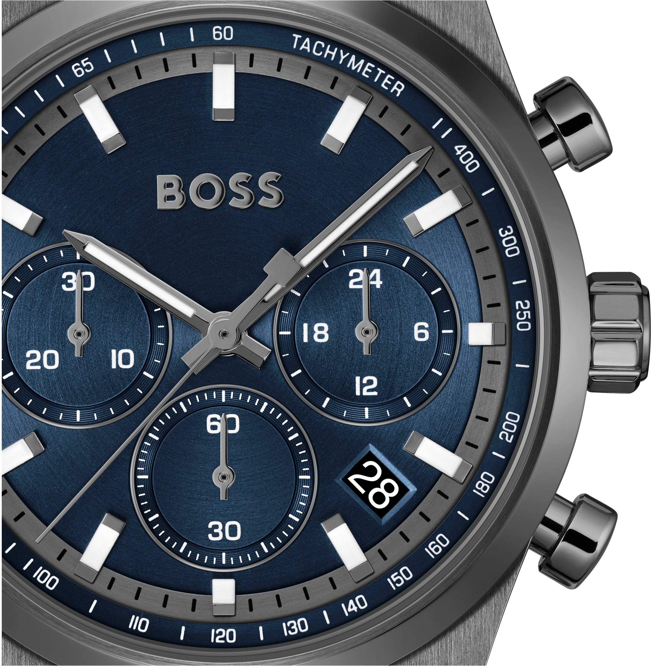 BOSS Chronograph »CANDOR CHRONO«, Quarzuhr, Armbanduhr, Herrenuhr, Edelstahlarmband, analog, Tag