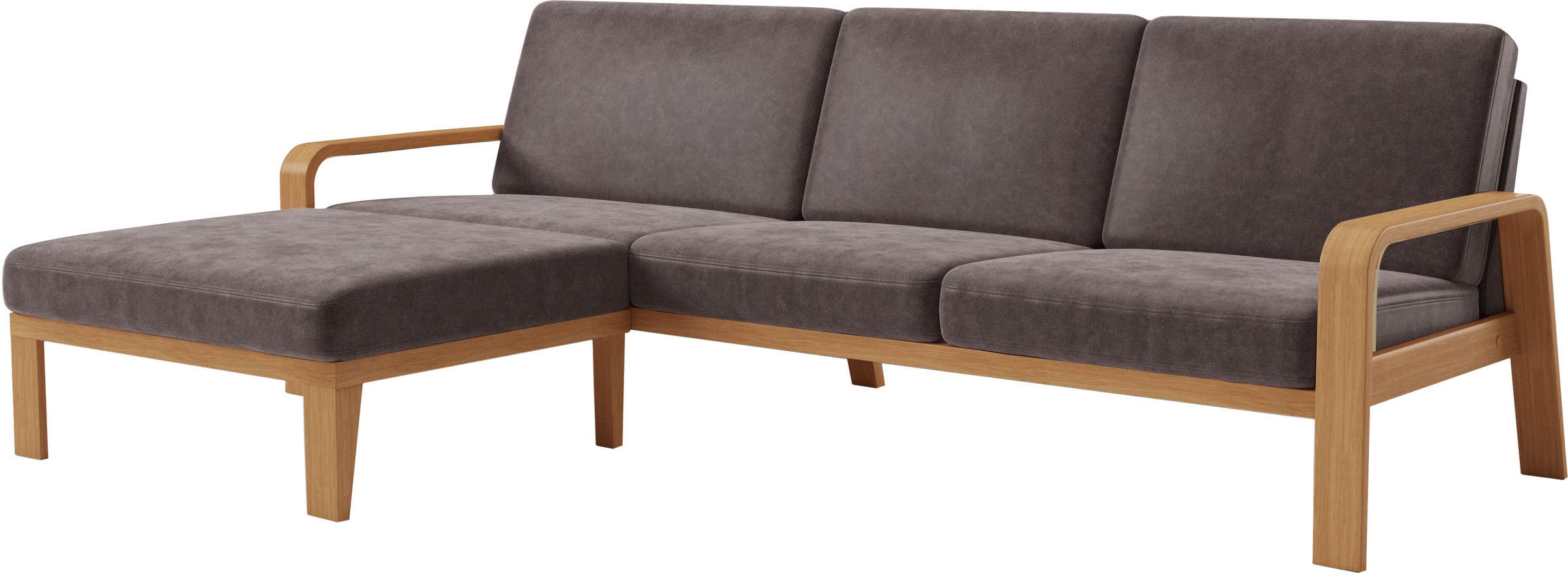 Thumbnail - sit&more Ecksofa "Kolding L-Form" Armlehnen aus eichefarbigem Buchenholz, verschiedene Bezüge und Farben