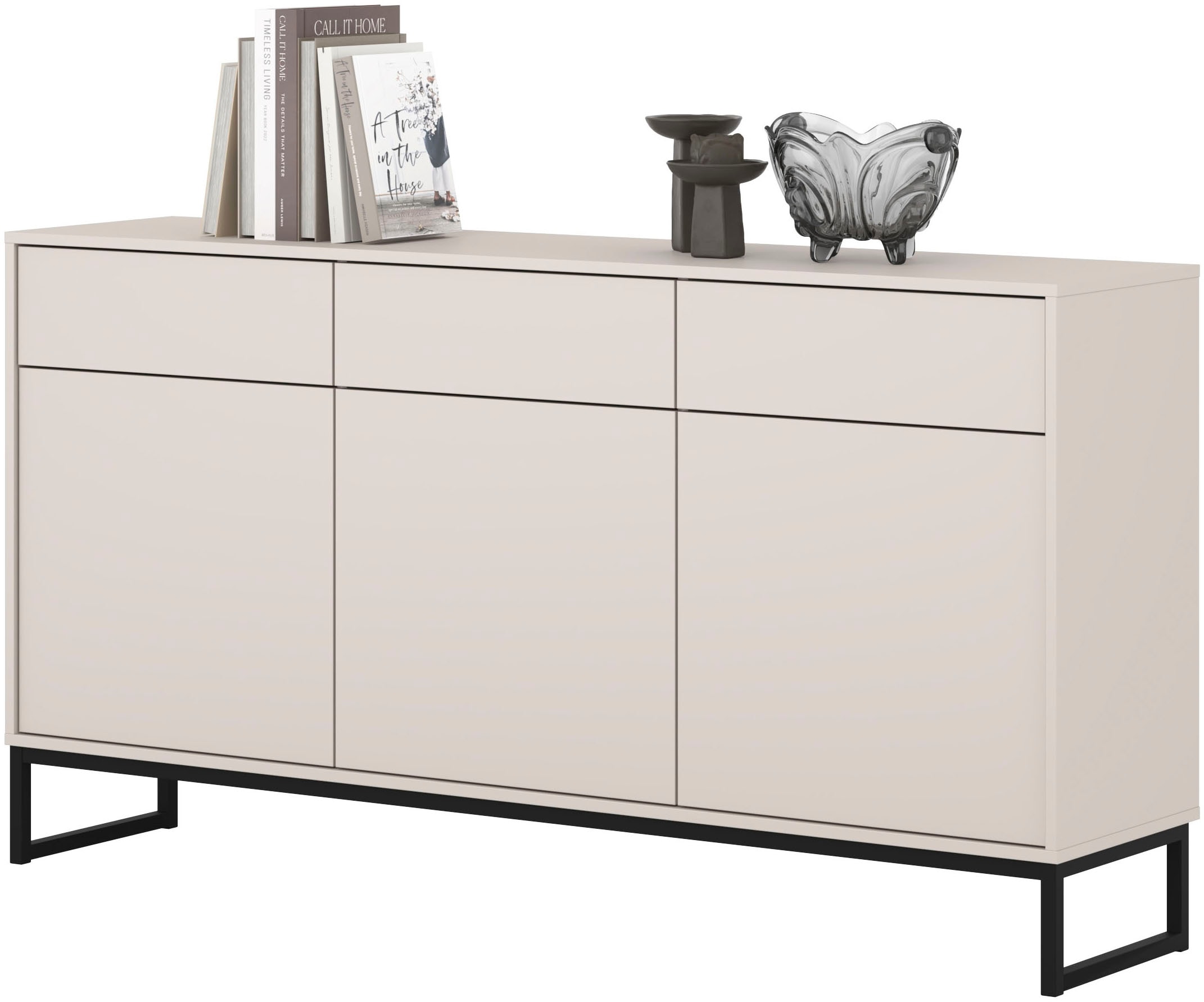 OTTO home Sideboard »Olbia, Breite 157 cm, grifflose Kommode 3 Türen/3 Schubkästen.« Schubladenkommode mit viel Stauraum, Einlegeböden verstellbar