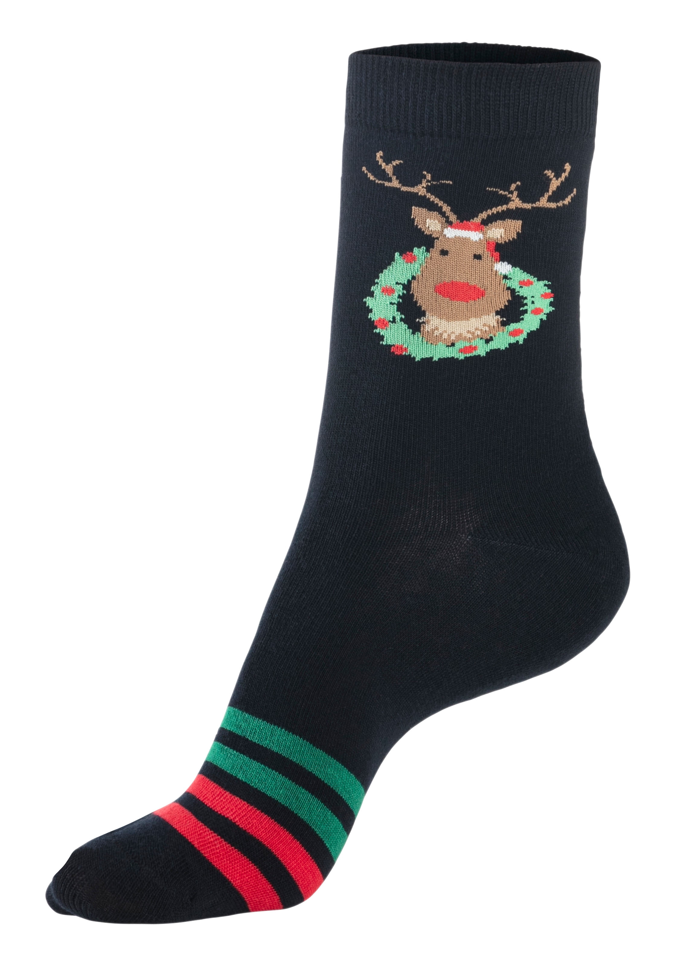 H.I.S Basicsocken, (Packung, 3 Paar), mit weihnachtlichen Motiven