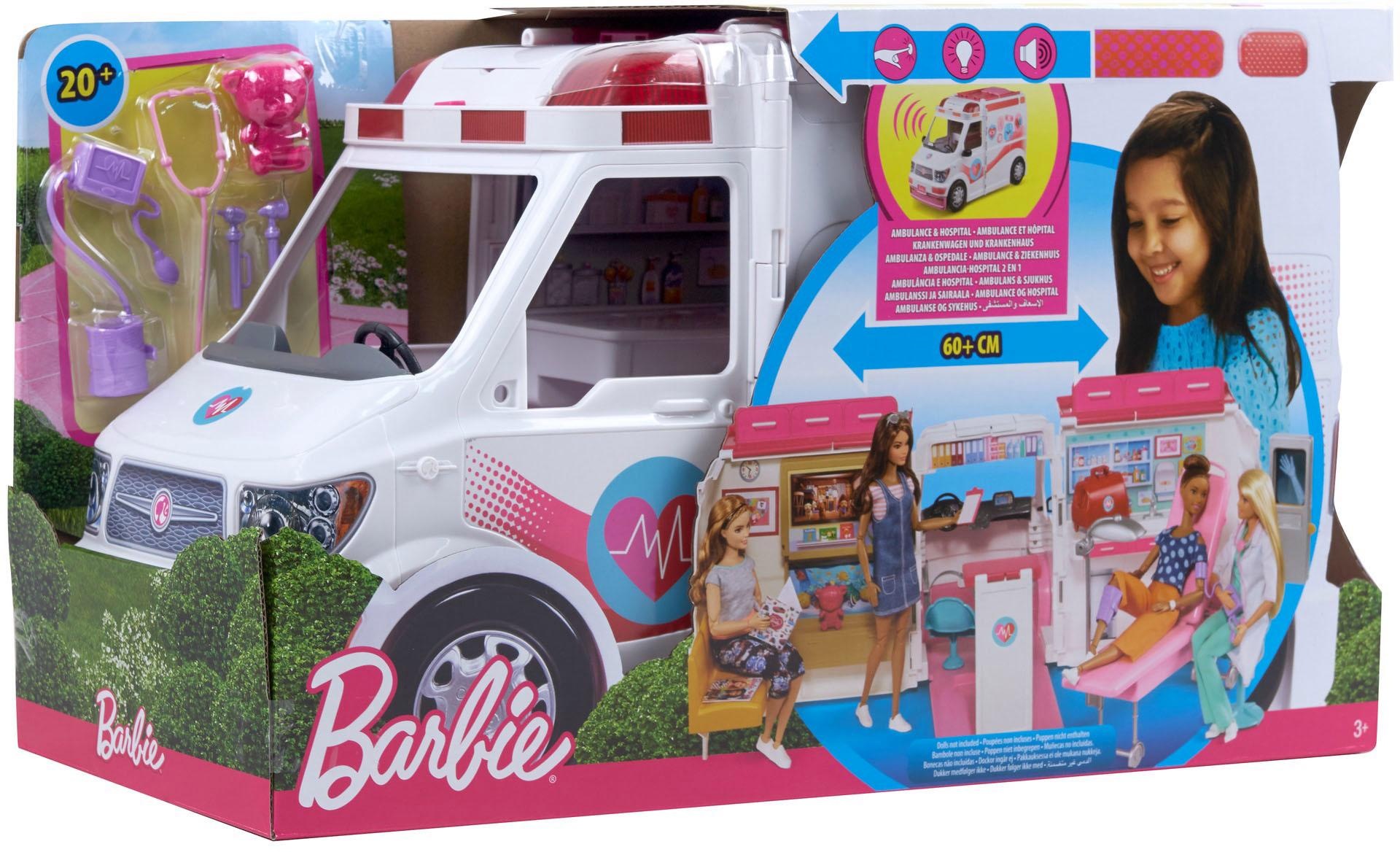 Barbie Puppen Fahrzeug »Krankenwagen 2-in-1 Spielset«, mit Licht & Geräuschen