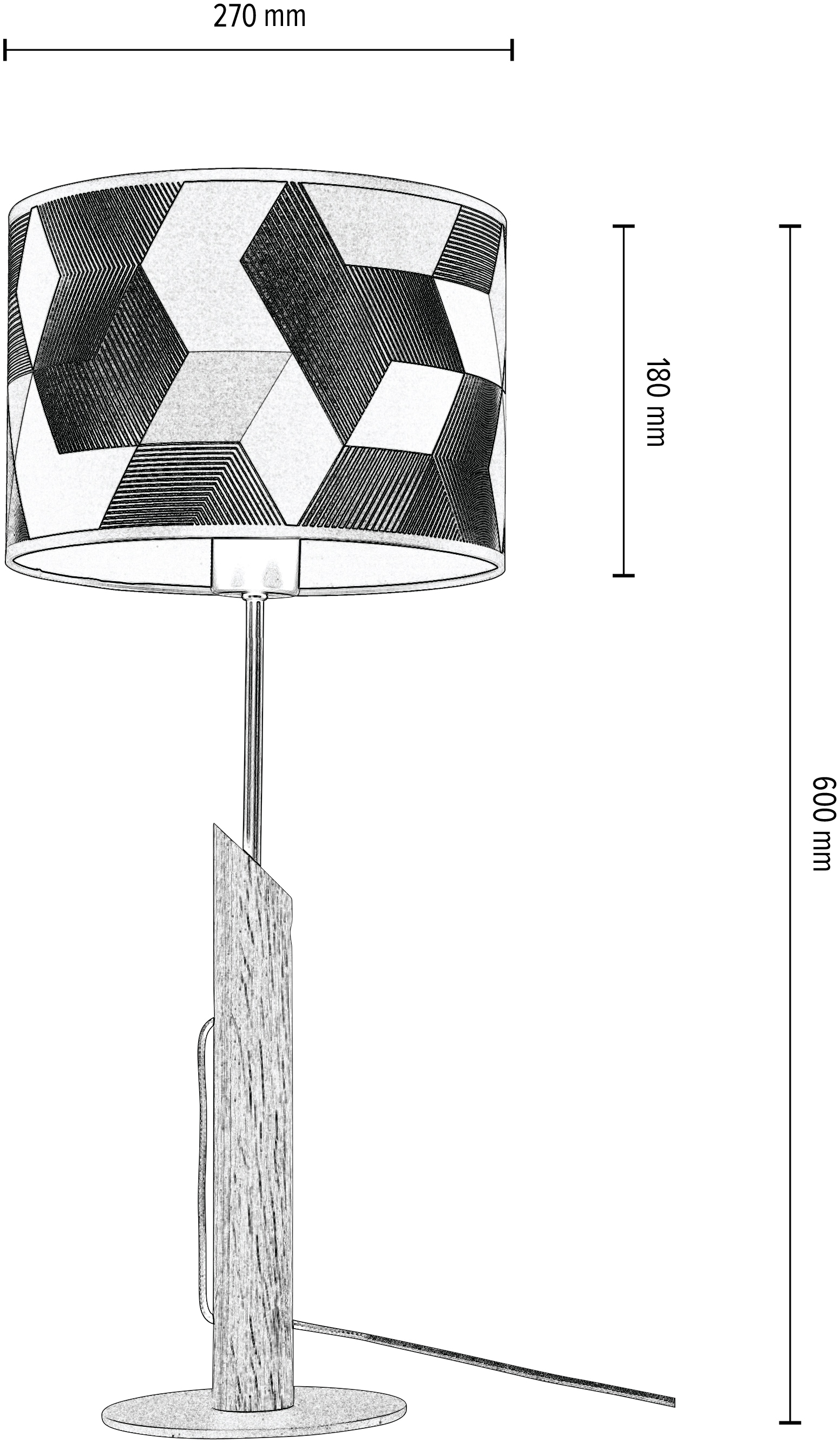 FSC®-Zertifikat, laminierter flammig-flammig, Aus Tischleuchte Eichenholz Tapete BAUR 1 BRITOP »ESPACIO«, Schirm mit | aus LIGHTING