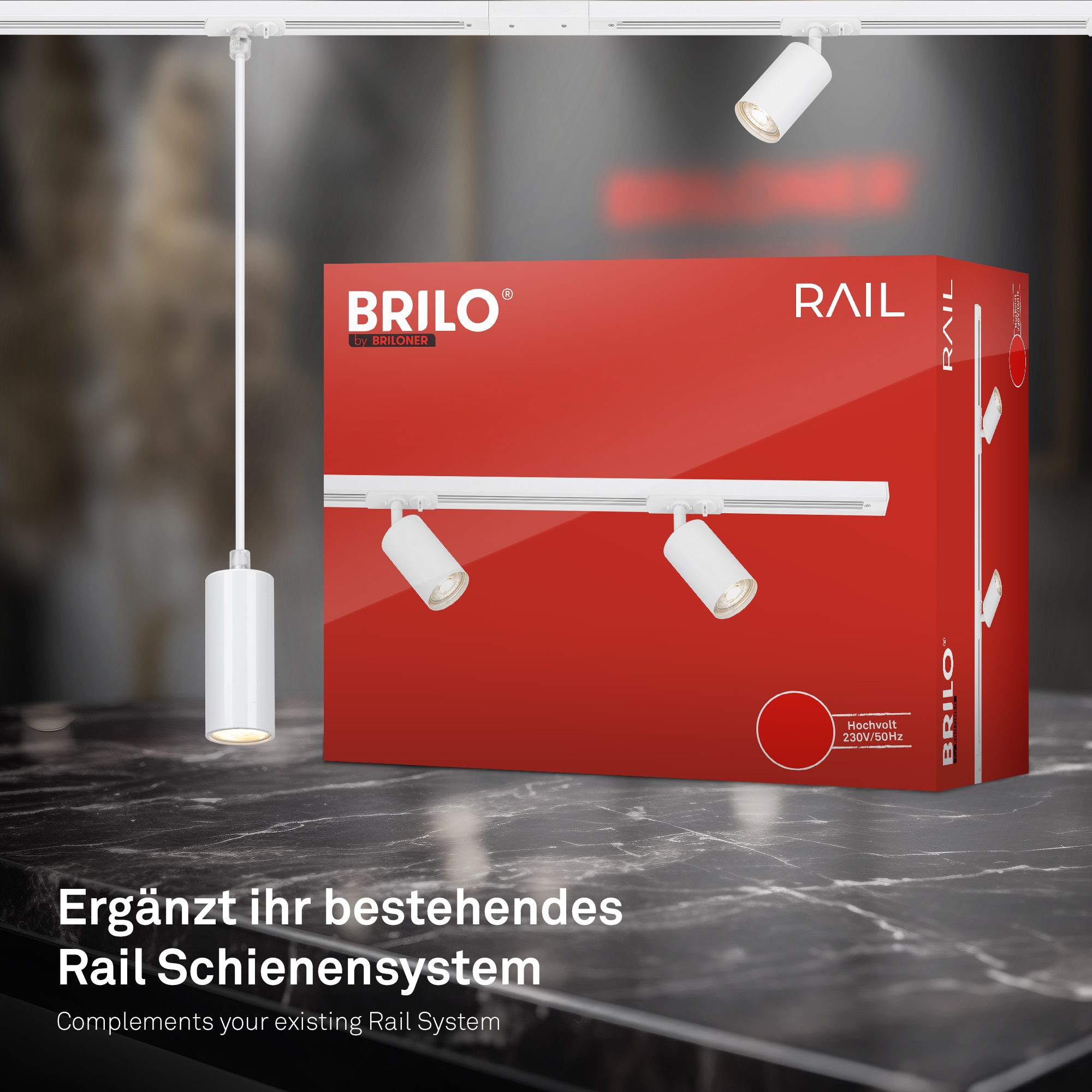 Briloner Leuchten Schienensystem-Einspeiser »RAIL« 1 tlg. Einspeisung 20,3 cm Weiß Schienensystem Rail Wohnzimmer Büro Küche