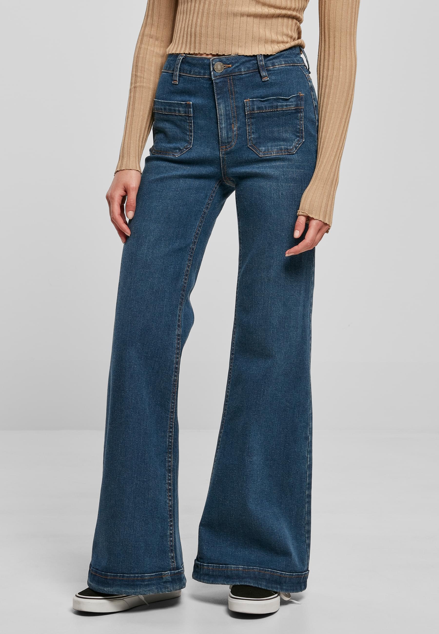 URBAN CLASSICS Bequeme Jeans »Urban Classics Damen Ladies Vintage Flared Denim Pants«, (1 tlg.)