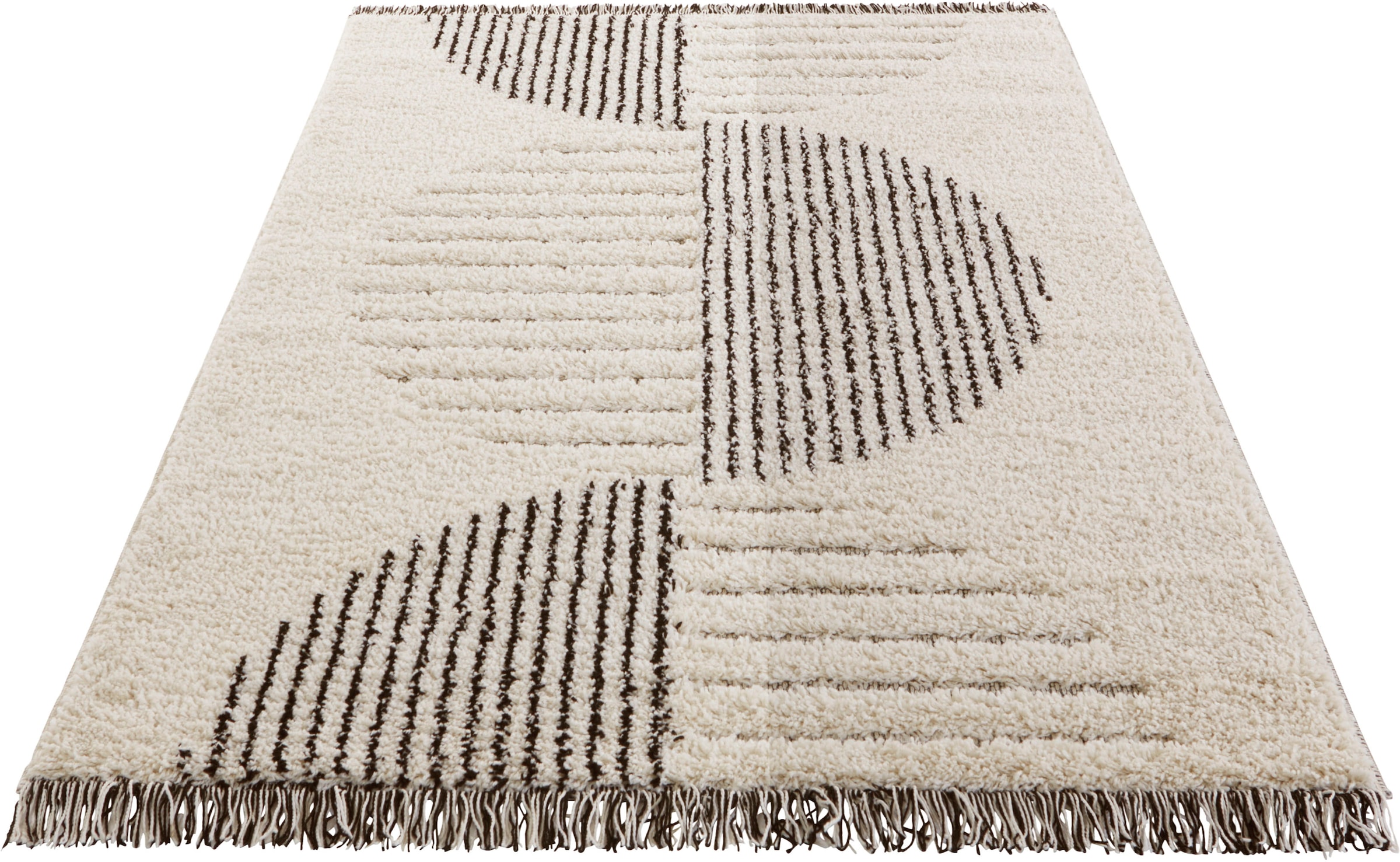 HANSE Home Flauschig, Wohnzimmer, Schlafzimmer rechteckig, Hochflor-Teppich Hoch-Tief BAUR »Akan«, Optik, | Shaggy, Weich