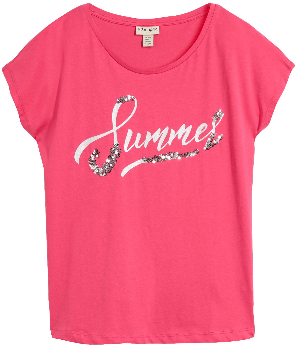 bonprix T-Shirt »Shirt mit Pailletten« lockere Passform, Kurzarm, aus Baumwolle