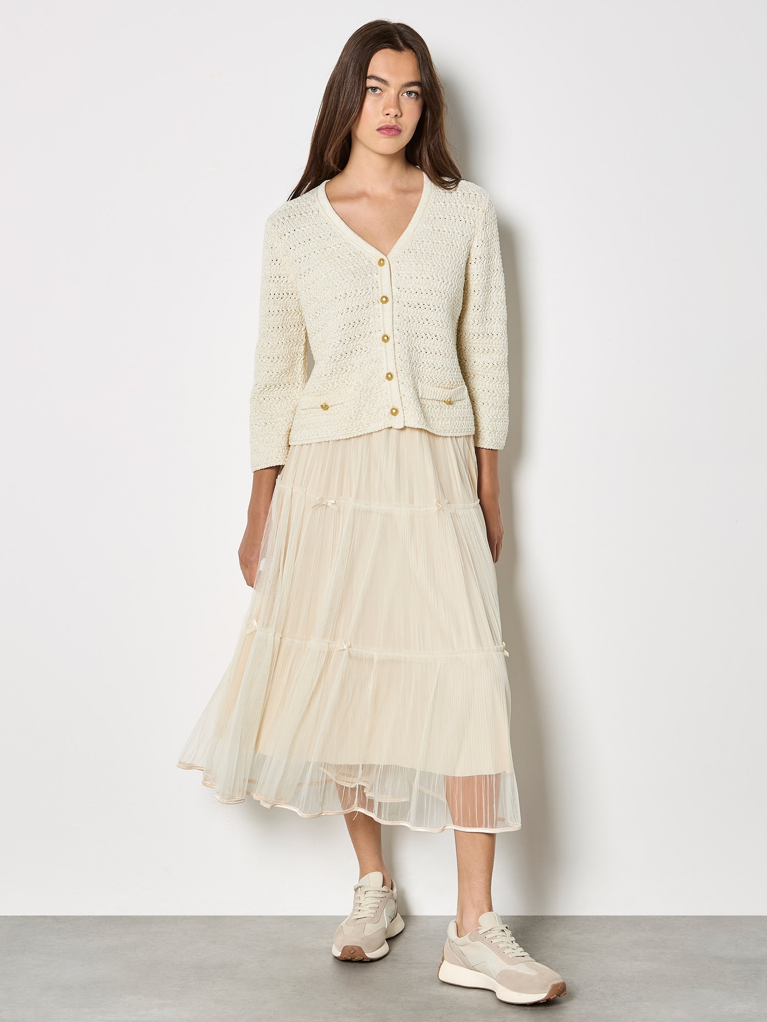Apricot Cardigan "Schimmernder Baumwollcardigan" mit dekorativen Knöpfen