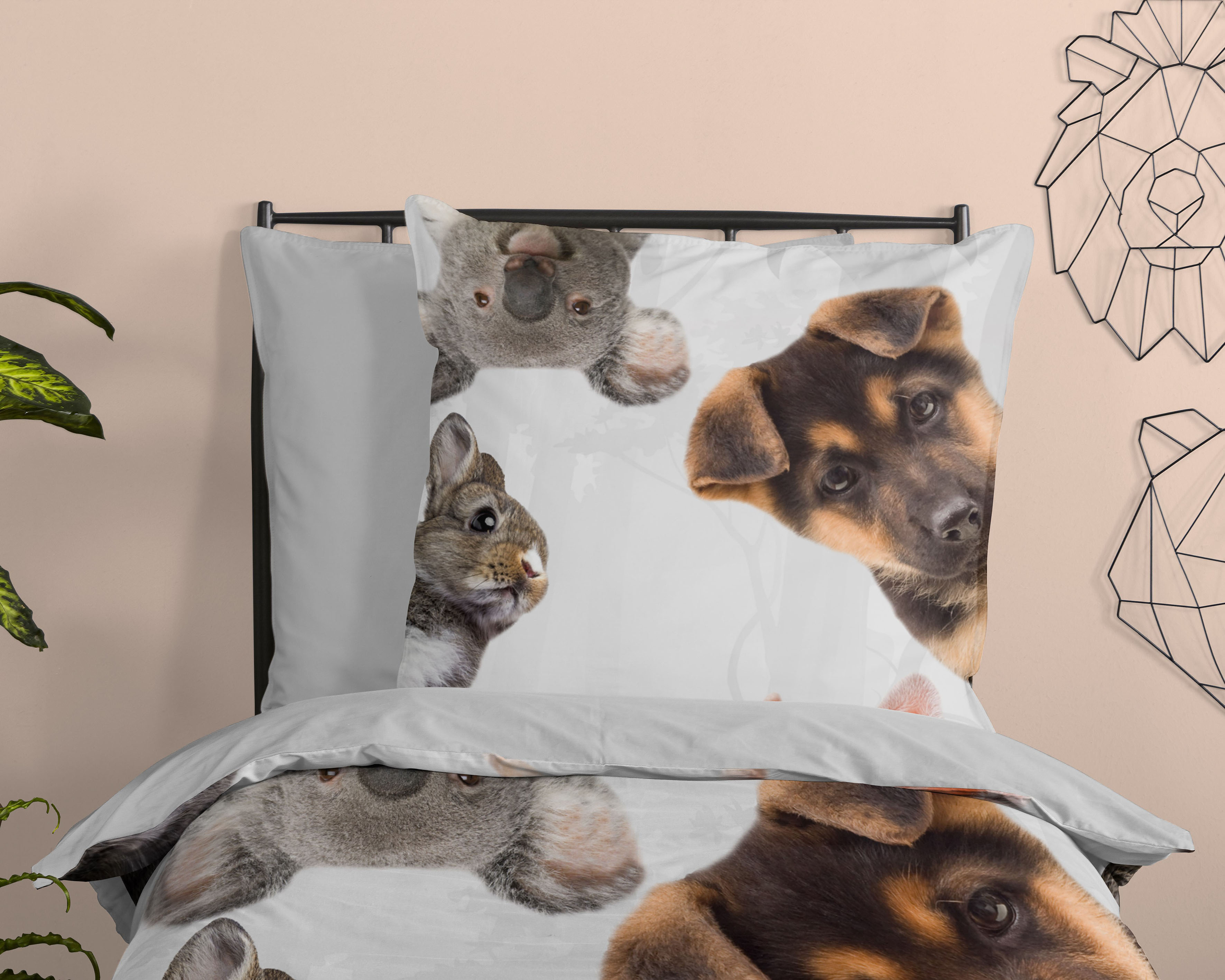 Thumbnail - good morning Kinderbettwäsche "Semmie" 2 Stk. 100% Baumwolle, 135x200, Reißverschluss, Wendeoptik, Kind, Tier