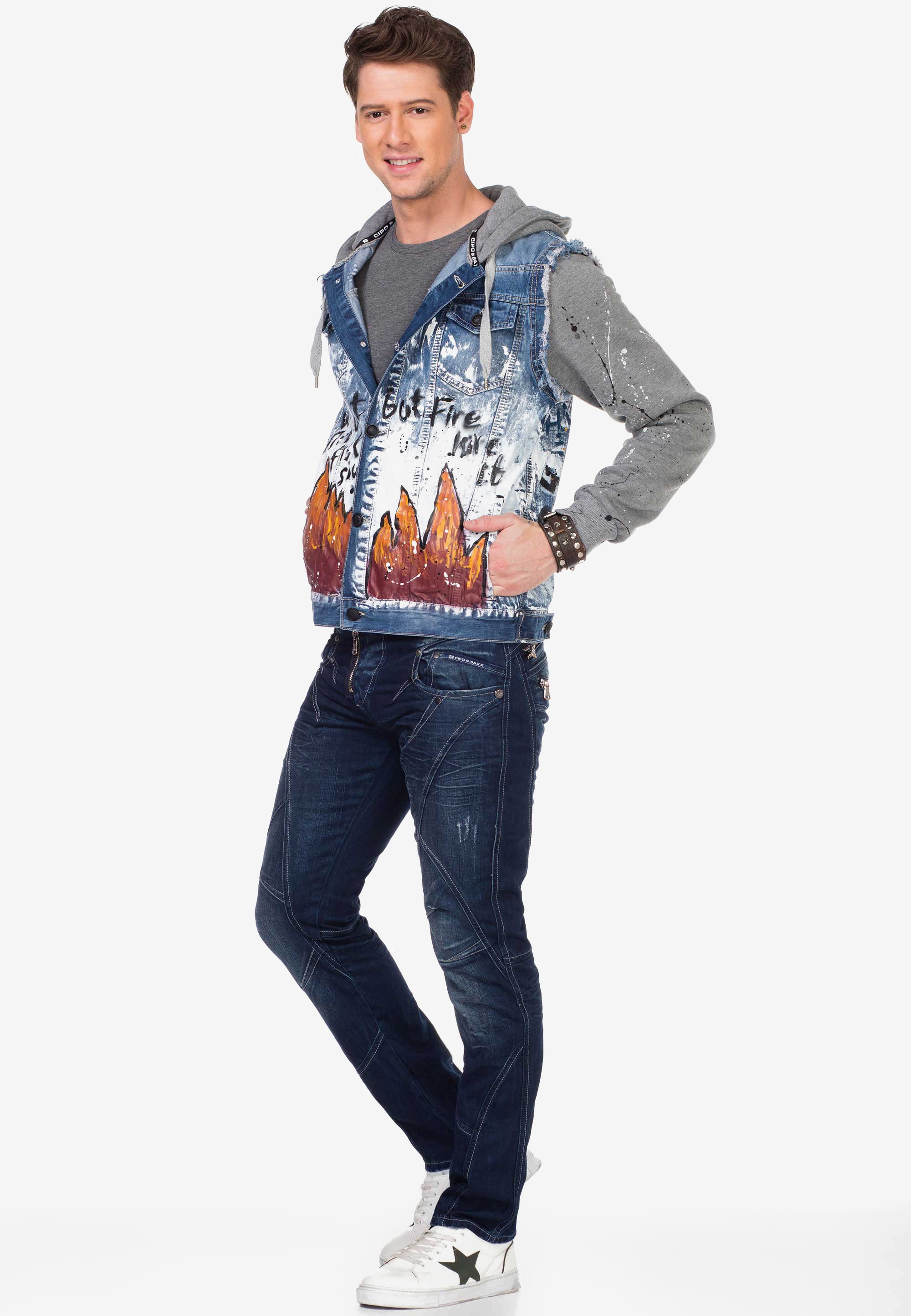 Cipo & Baxx Jeansjacke, mit Sweat-Elementen