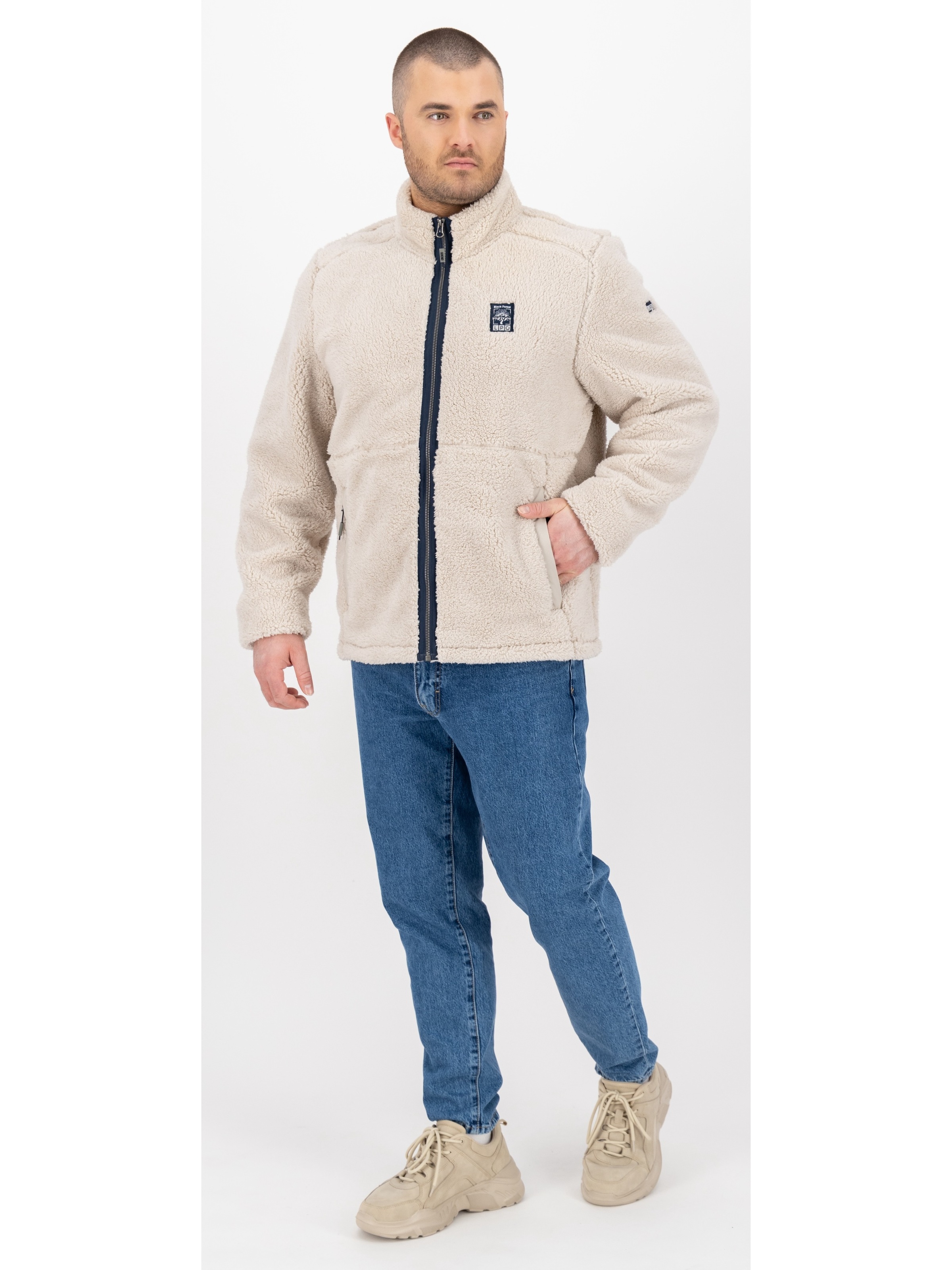 LPO Fleecejacke »REECE MN«, Stehkragen, mit Langhaarfleece gefüttert