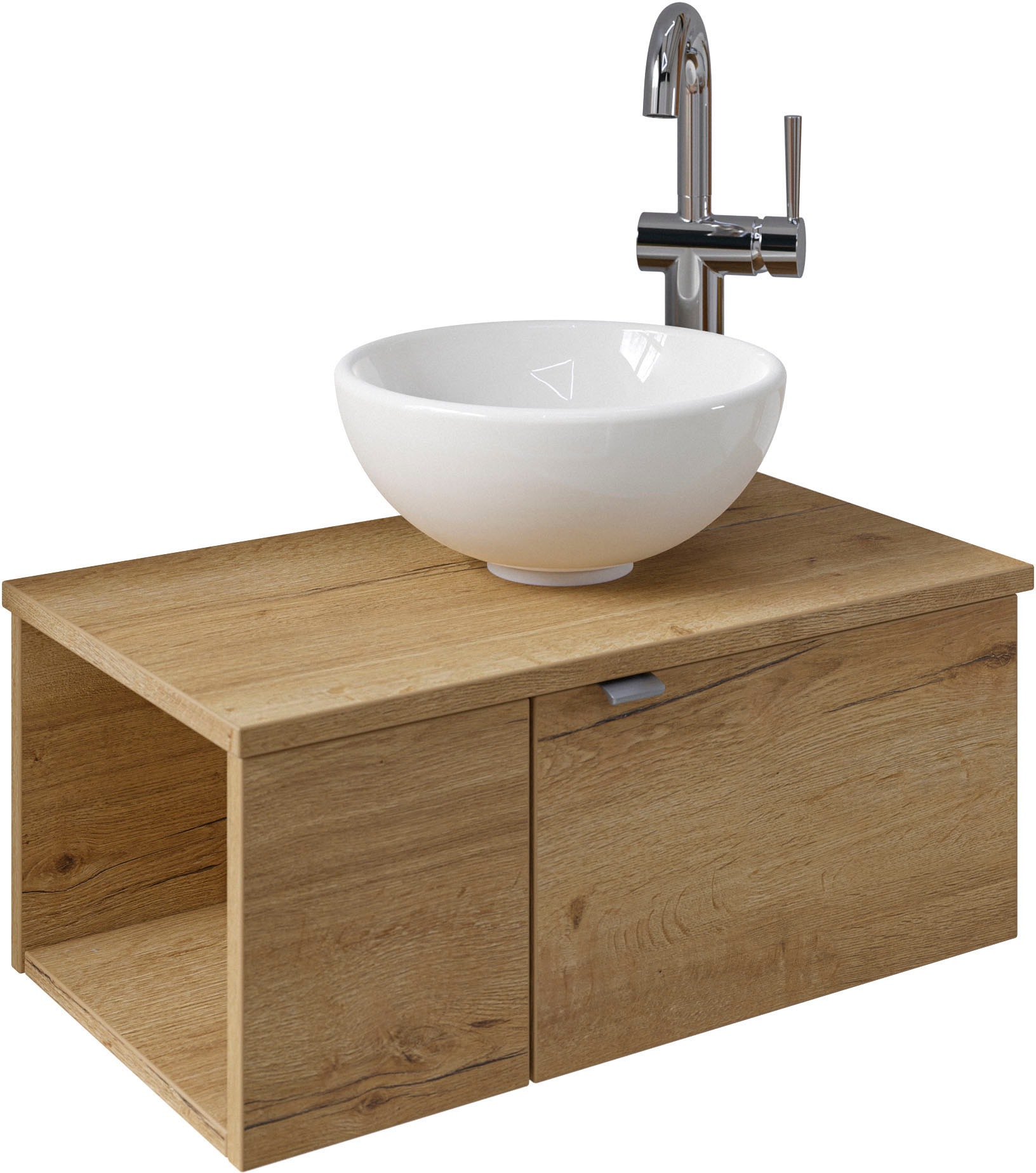Saphir Badmöbel-Set »Serie 6915«, (4 St.), Gäste-Bad, 70 cm breit, mit LED-Spiegel, offenem Fach und 2 Türen