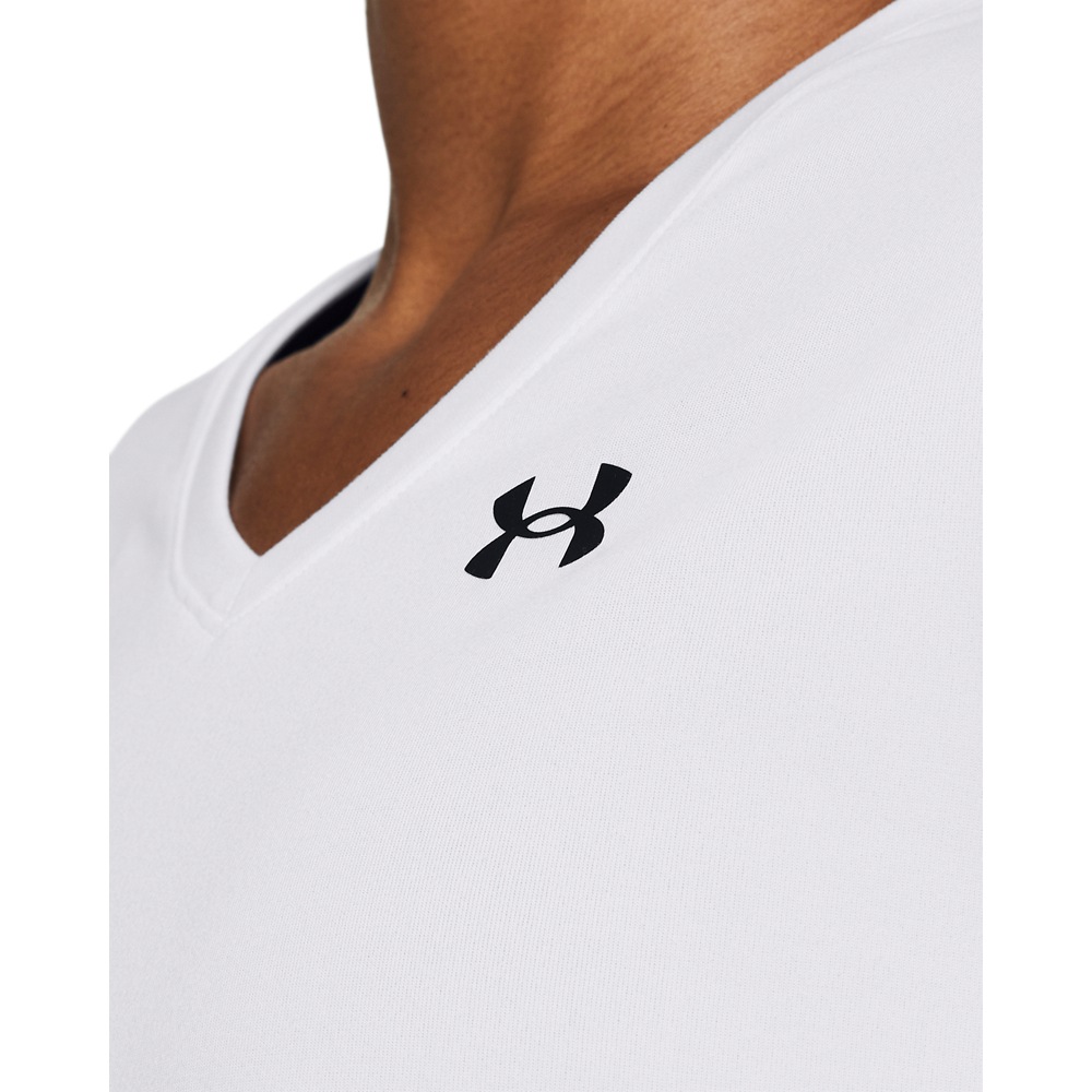 Thumbnail - Under Armour Trainingsshirt "TECH SSV- SOLID" normale Schnittform, gerader Rumpfabschluss, V-Ausschnitt