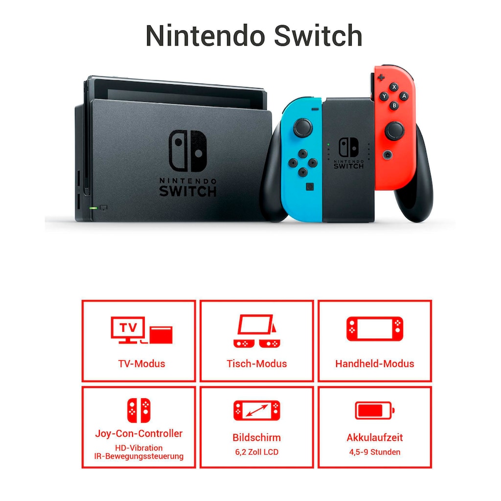 Nintendo Switch Konsolen-Set, inkl. Mario Kart 8 + Boosters + Nintendo Switch Online Mitgliedschaft