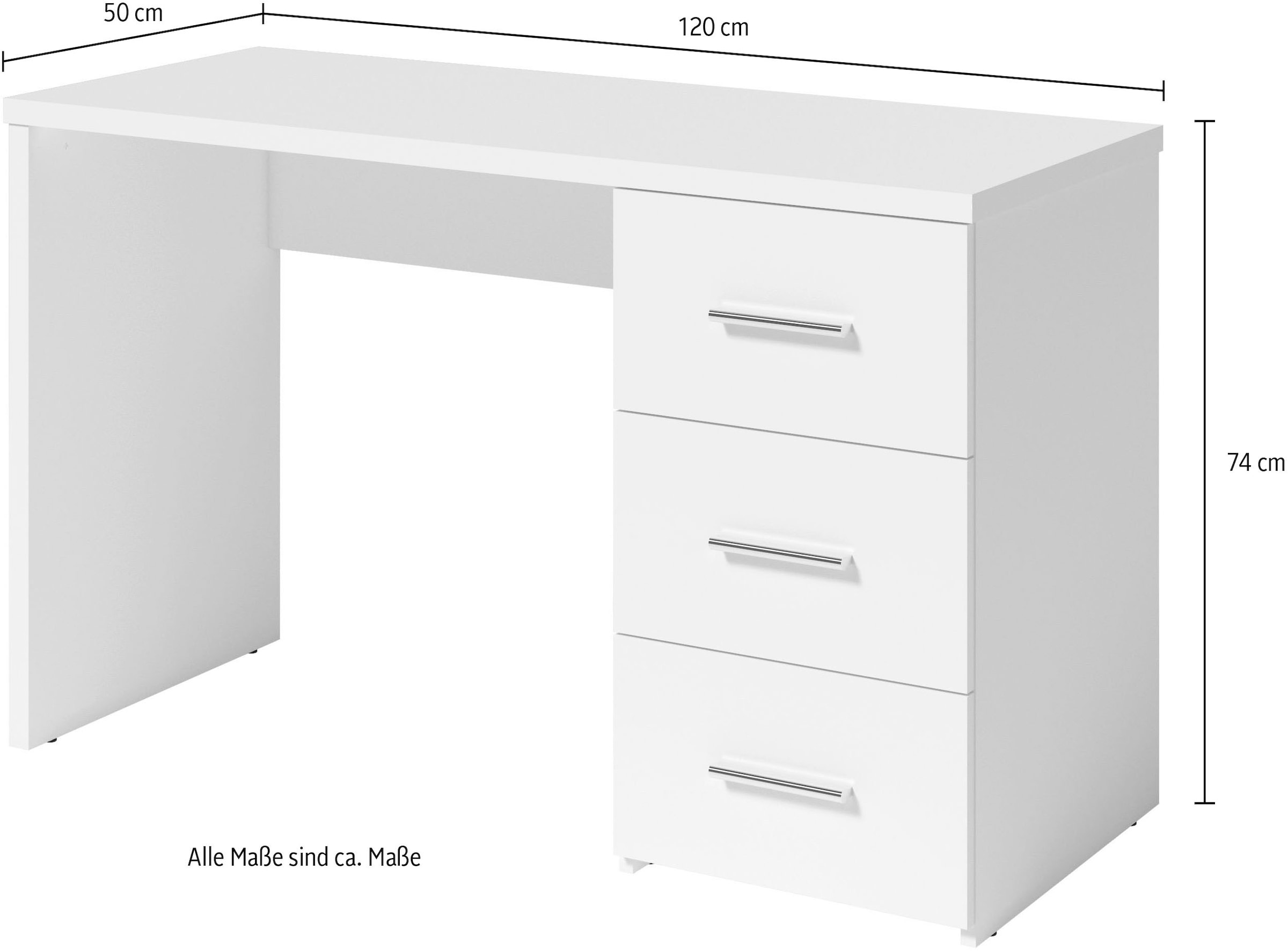INOSIGN Schreibtisch »Zion«, Computertisch mit 3 Schubladen, Breite 120 x 50 cm