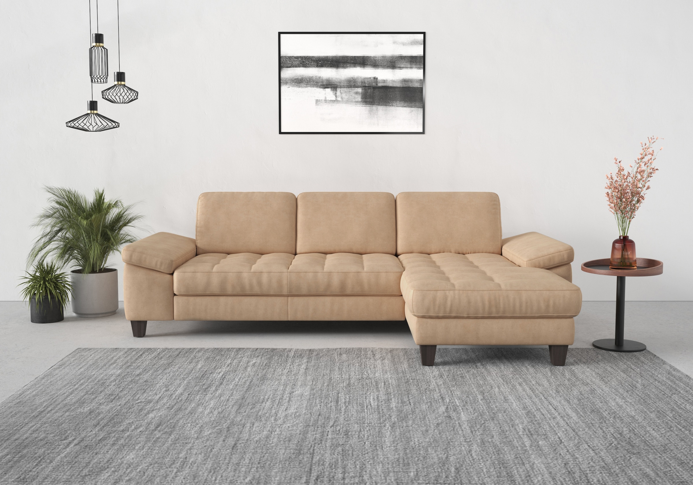 sit&more Ecksofa »Westham L-Form« Recamiere, mit oder ohne Bettfunktion, Bettkasten, Füße wengefarben