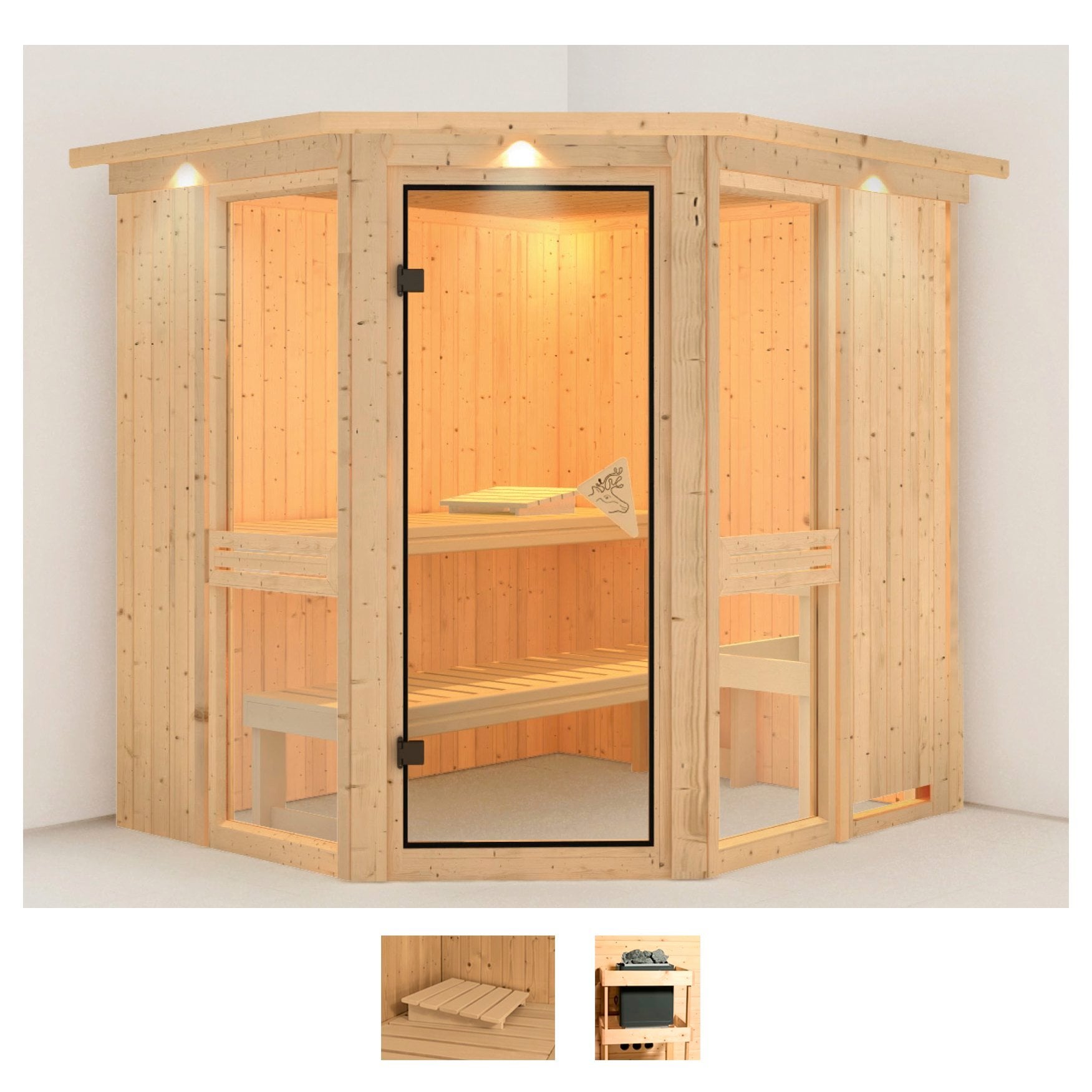 Karibu Sauna "Aline 1" Set, ohne Ofen