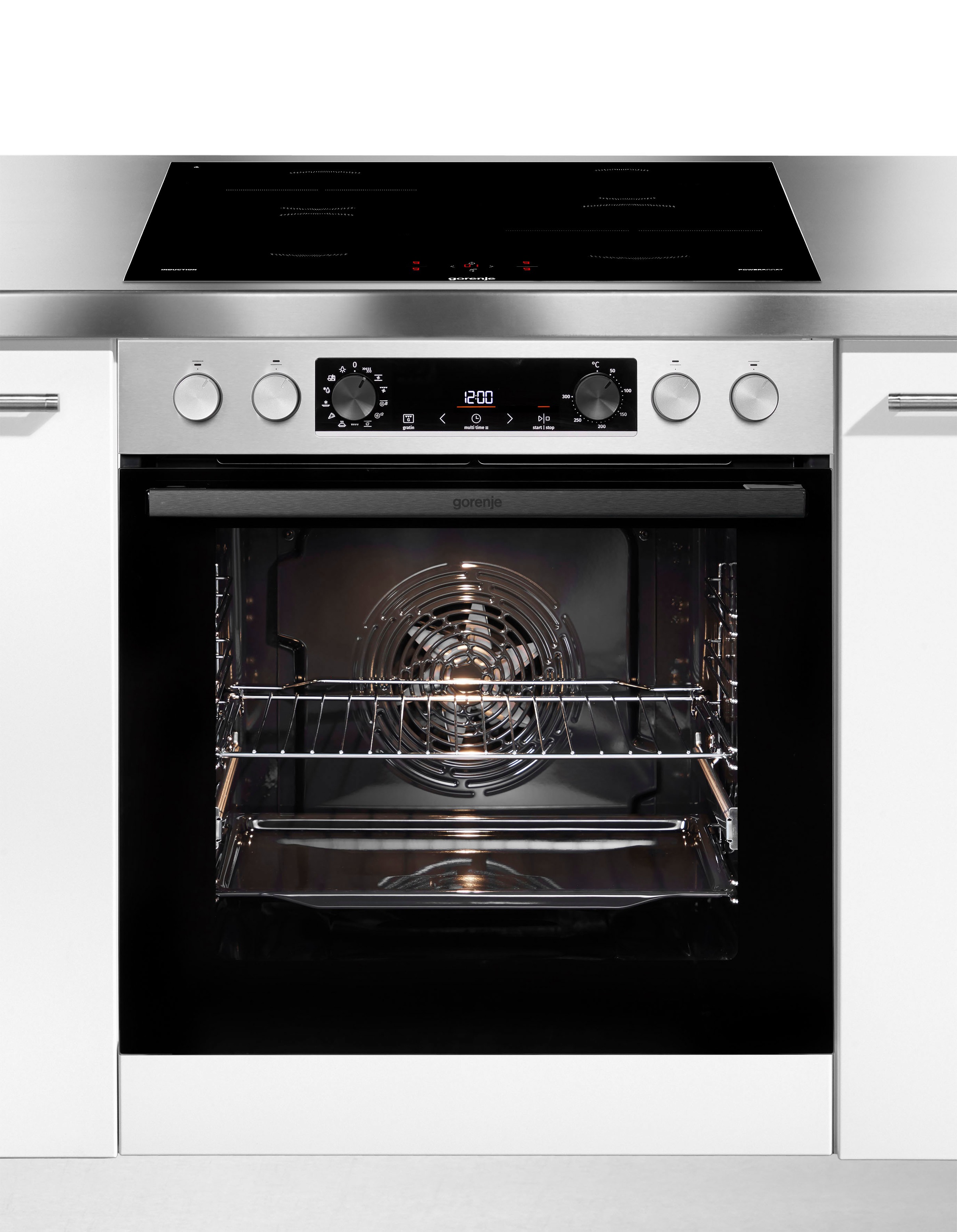 GORENJE Induktions Herd-Set "Pacific Induktion 2021", silber, Herdsets, mit Touch-Control, mit abnehmbarer Glastür, mit Pizzafunktion 300 C