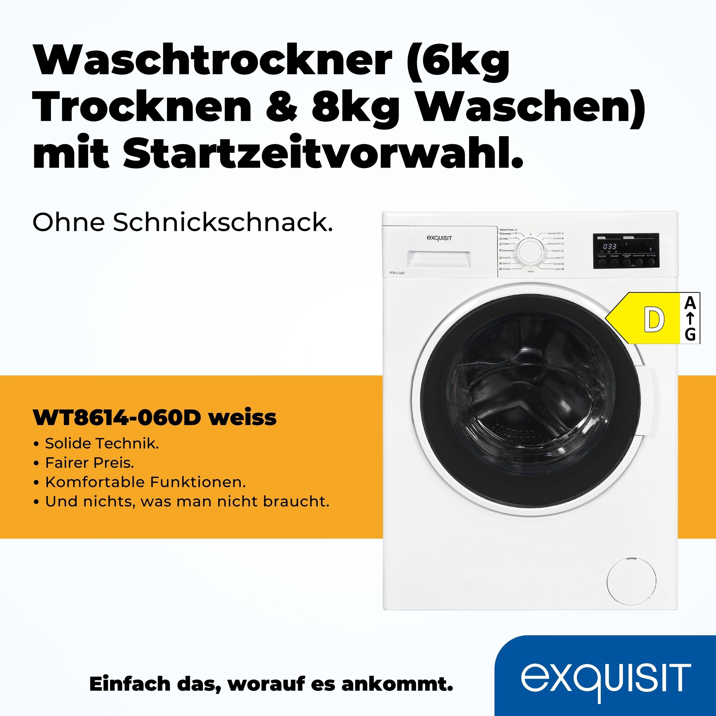 exquisit Waschtrockner »WT8614-060D«, schonende Waschtrommel