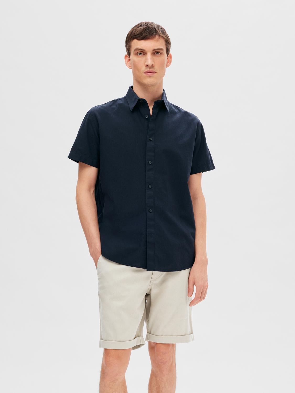 SELECTED HOMME Kurzarmhemd "SLHREG-SUN SHIRT SS NOOS", mit Leinen günstig online kaufen