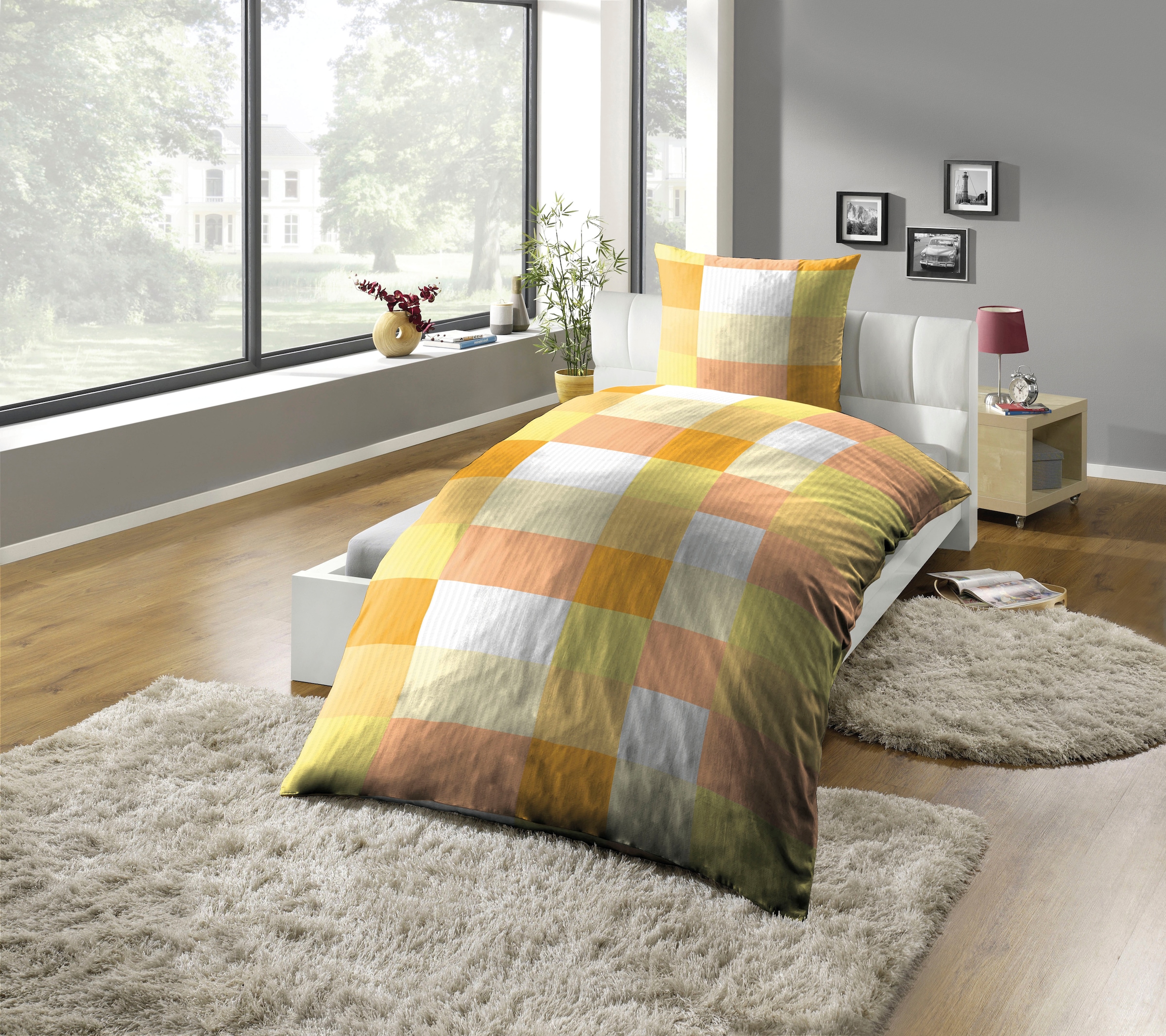 KiNZLER Bettwäsche "Bettwäsche Mikrofaser-Seersucker "Karo"" 2 Stk. kariert günstig online kaufen