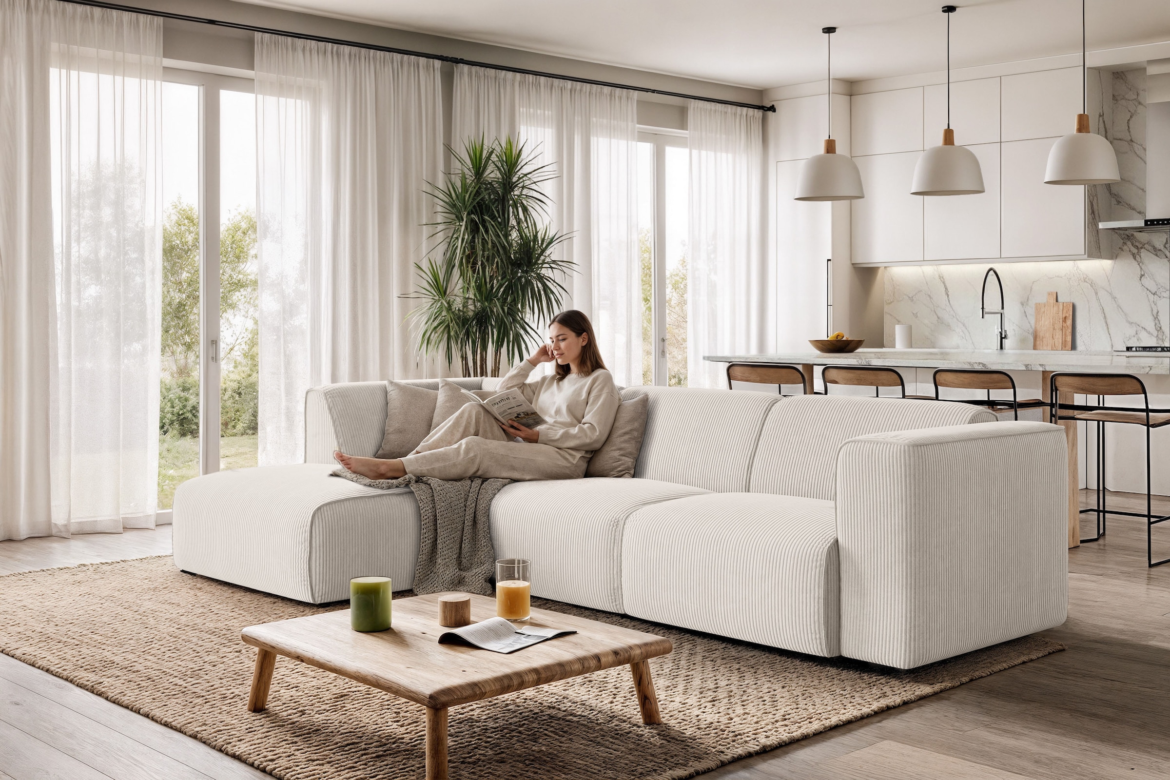 OTTO home Ecksofa "Merid L-Form, B: 295 cm - OTTO. Verlässliche Qualität." jederzeit durch Module erweiterbar