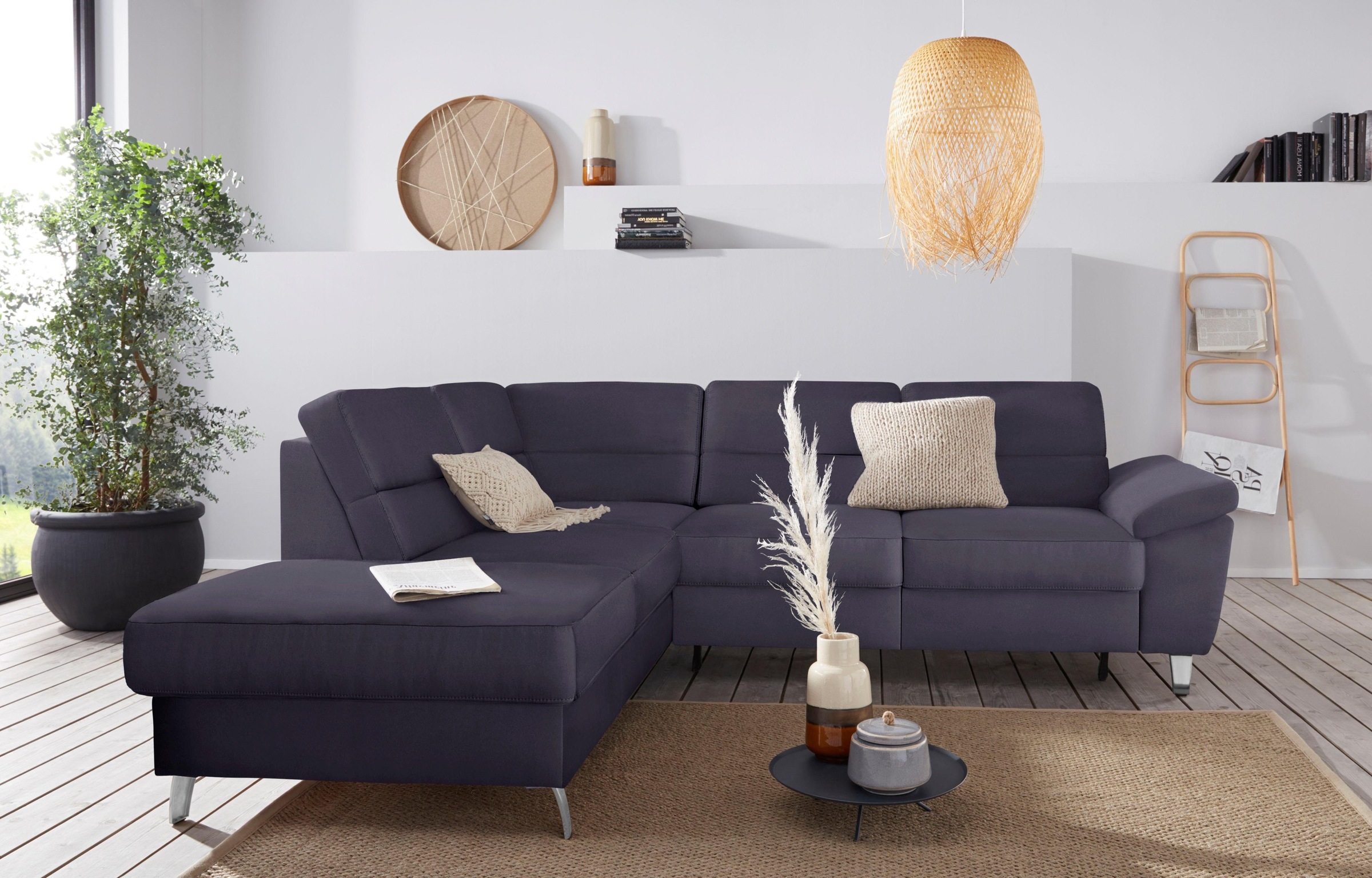sit&more Ecksofa »Sorano L-Form«, wahlweise mit Bettfunktion und Bettkasten