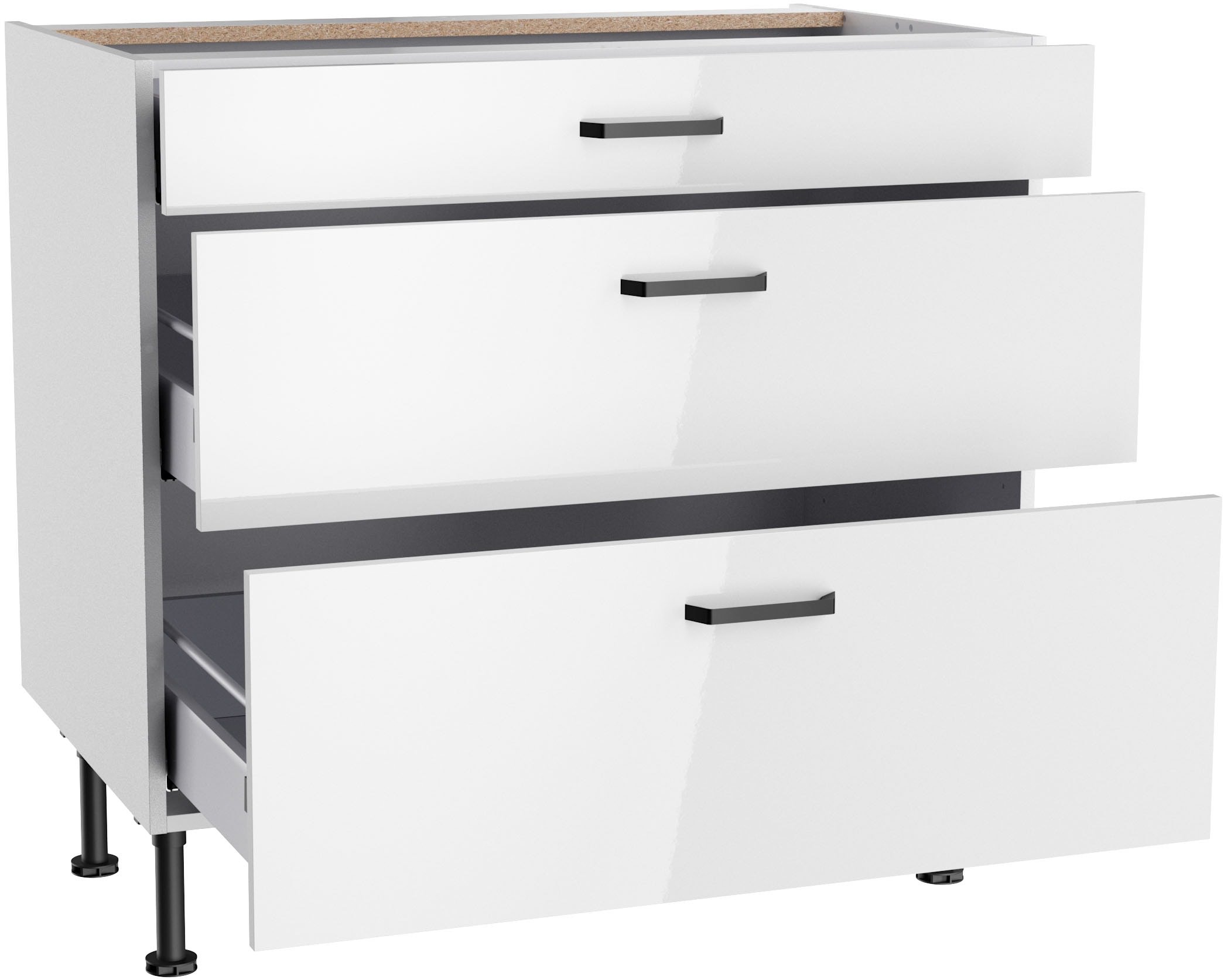 KOCHSTATION Unterschrank »KS-Paula« 90 cm breit, 87 cm hoch, mit 1 Schubkasten, 2 Auszüge