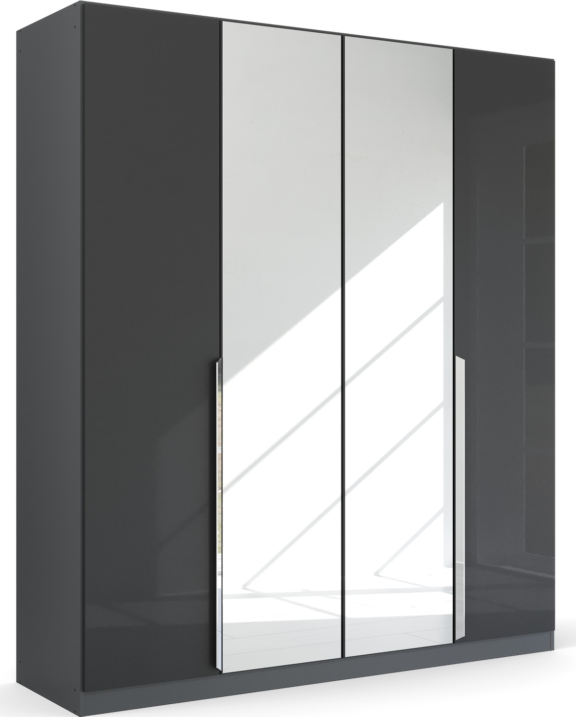 rauch Drehtürenschrank "Kleiderschrank Schrank Garderobe Ankleide GLAMOUR BY QUADRA SPIN" Breiten: 181/226/271 cm, Höhe 210 cm, mit Spiegel und Hochglanz-Front, Stangengriff MADE IN GERMANY