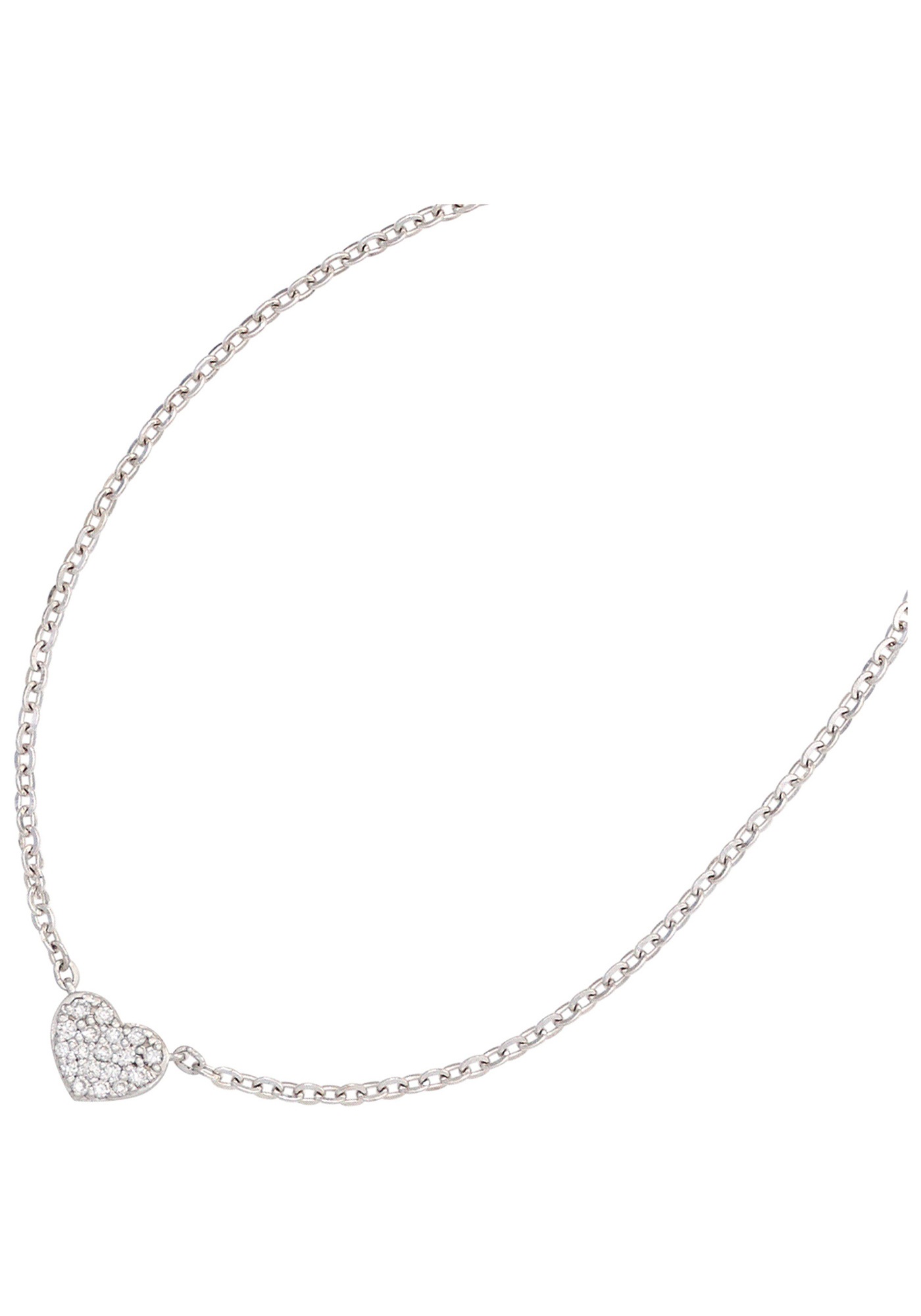 JOBO Kette mit Anhänger, Herz 585 Weißgold mit 26 Diamanten 45 cm