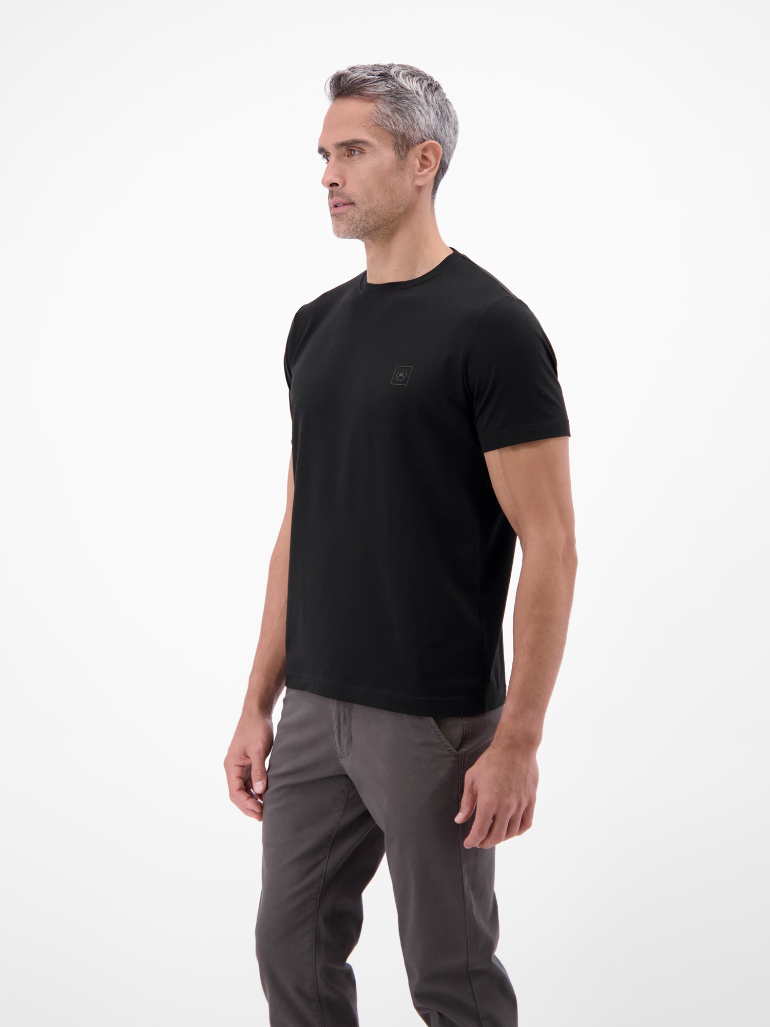T-Shirt LERROS "Basic T-Shirt mit LERROS Logo-Print", Damen, Gr. S, schwarz, 95% Baumwolle, 5% Elasthan, Rundhals, Shirts T-Shirt 2